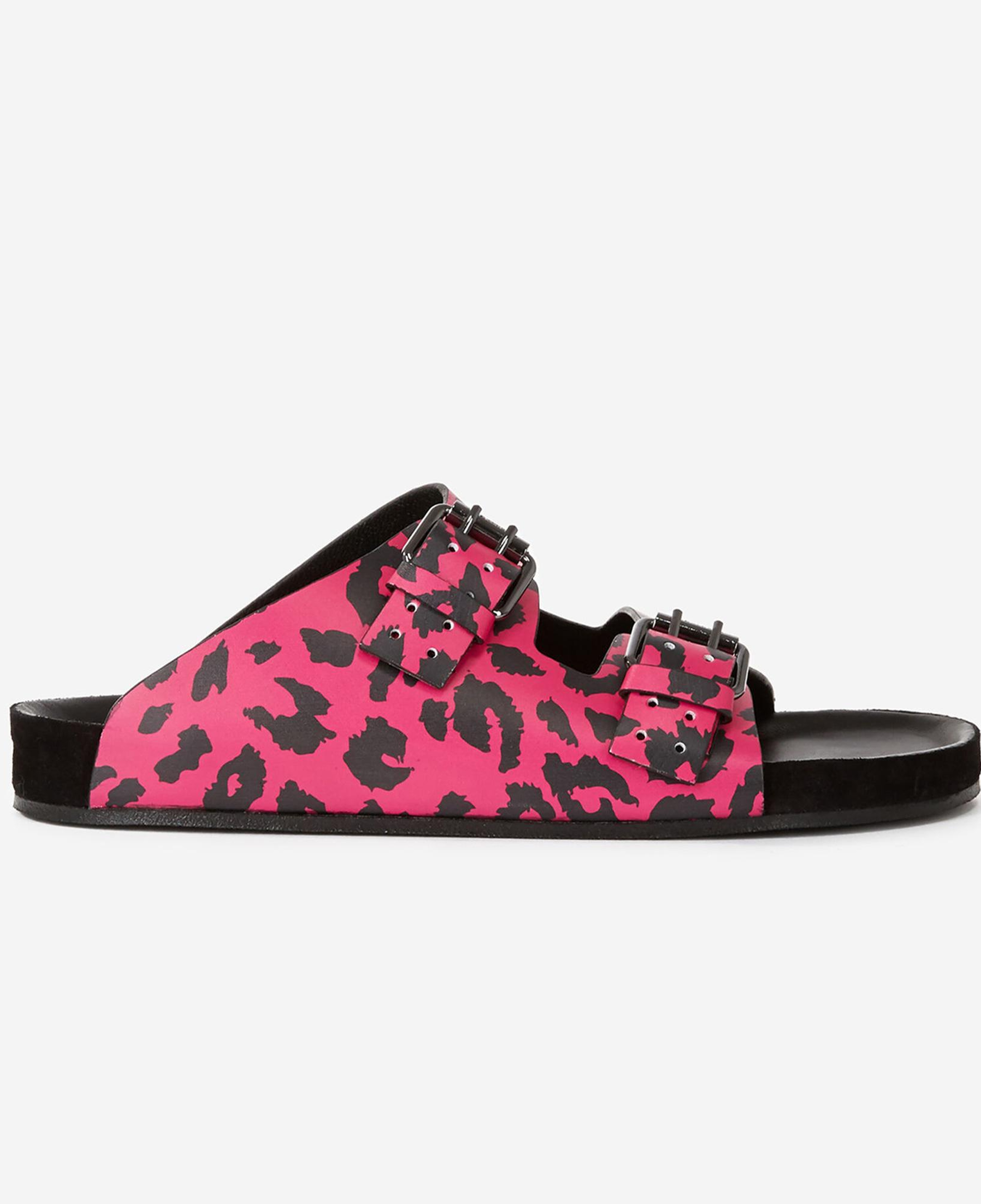 KADIN LEOPAR DESENLİ PEMBE Deri Terlik