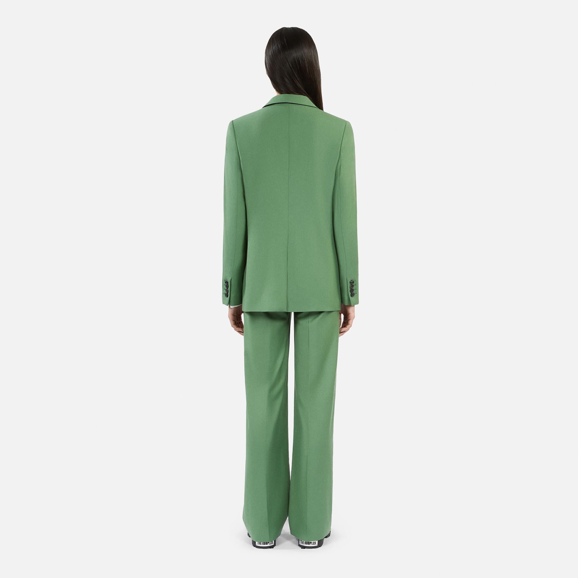 KADIN STRAIGHT FIT YEŞİL BLAZER Yün Ceket
