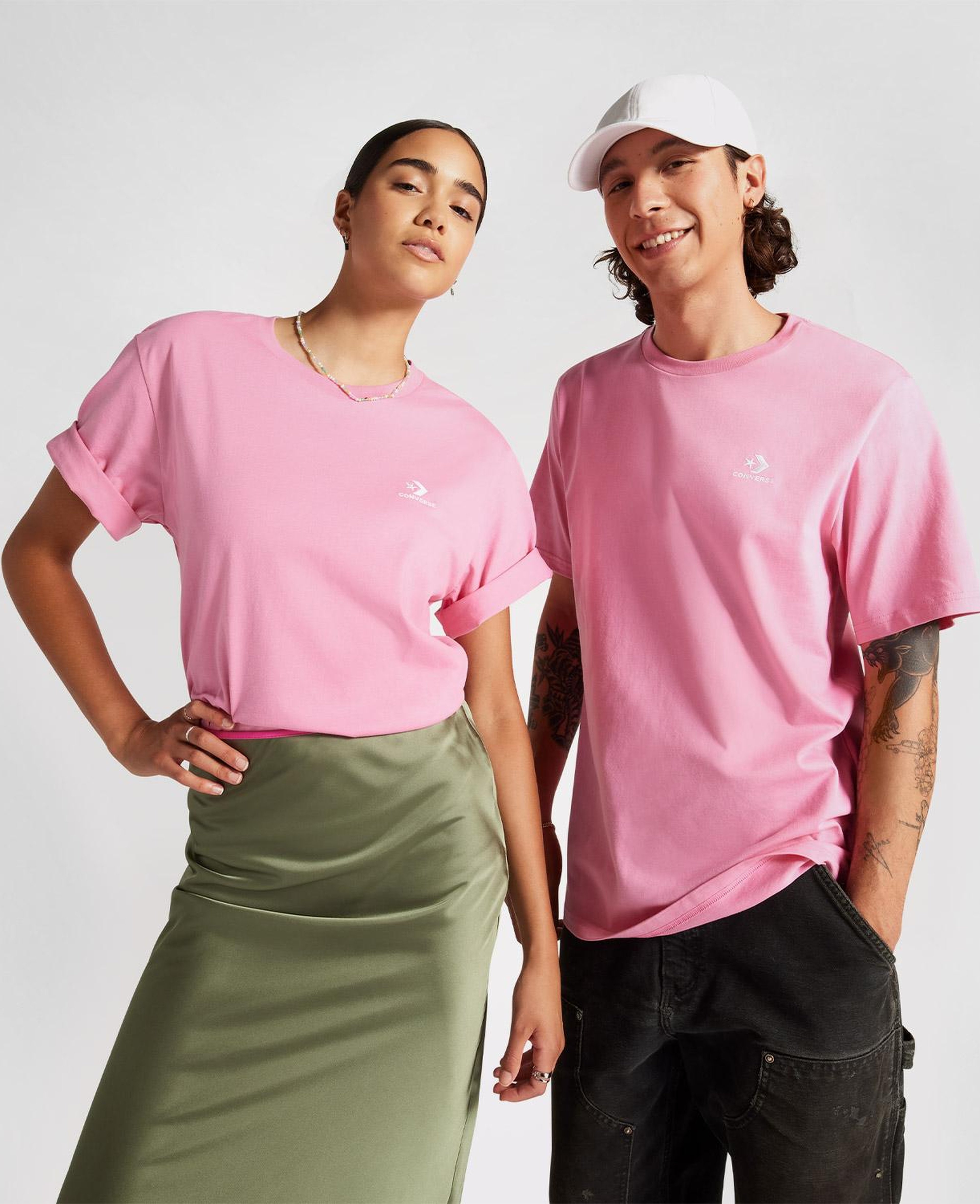 Converse Go-To Star Chevron Standard-Fit Unisex Pembe T-Shirt