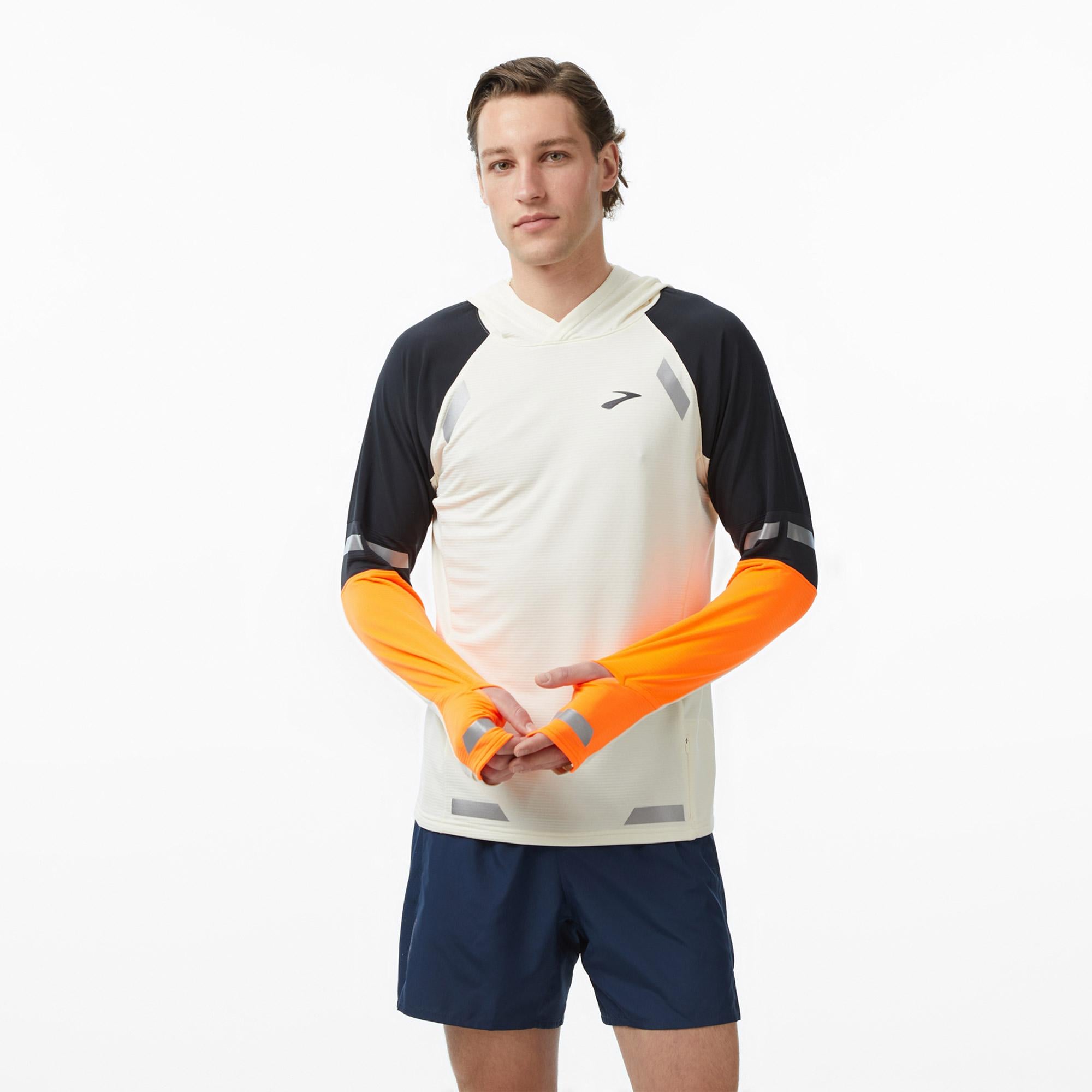 Brooks Run Visible Thermal 2.0 Erkek Beyaz Hoodie