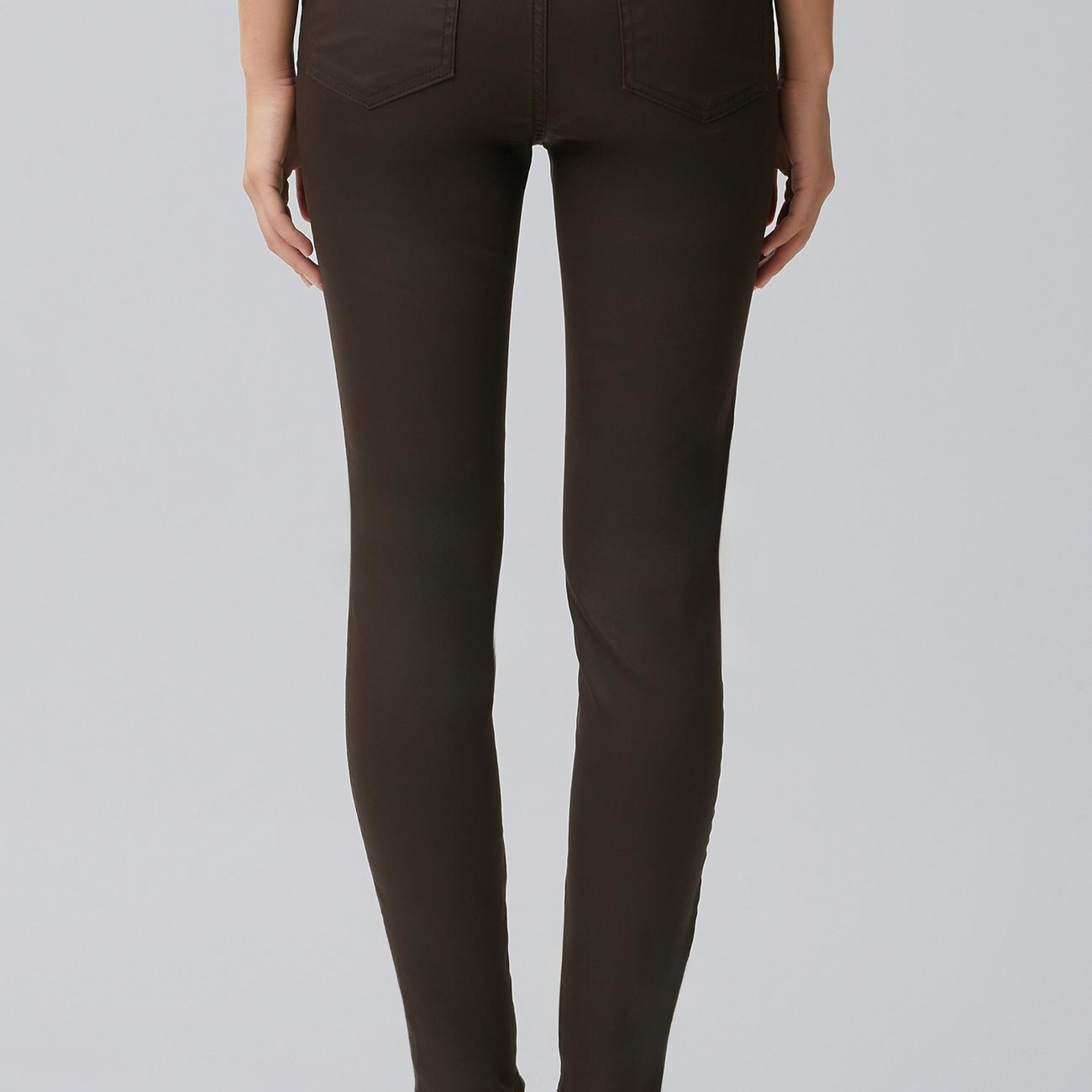 Network Kadın Kahverengi Kaplamalı Skinny Denim Pantolon