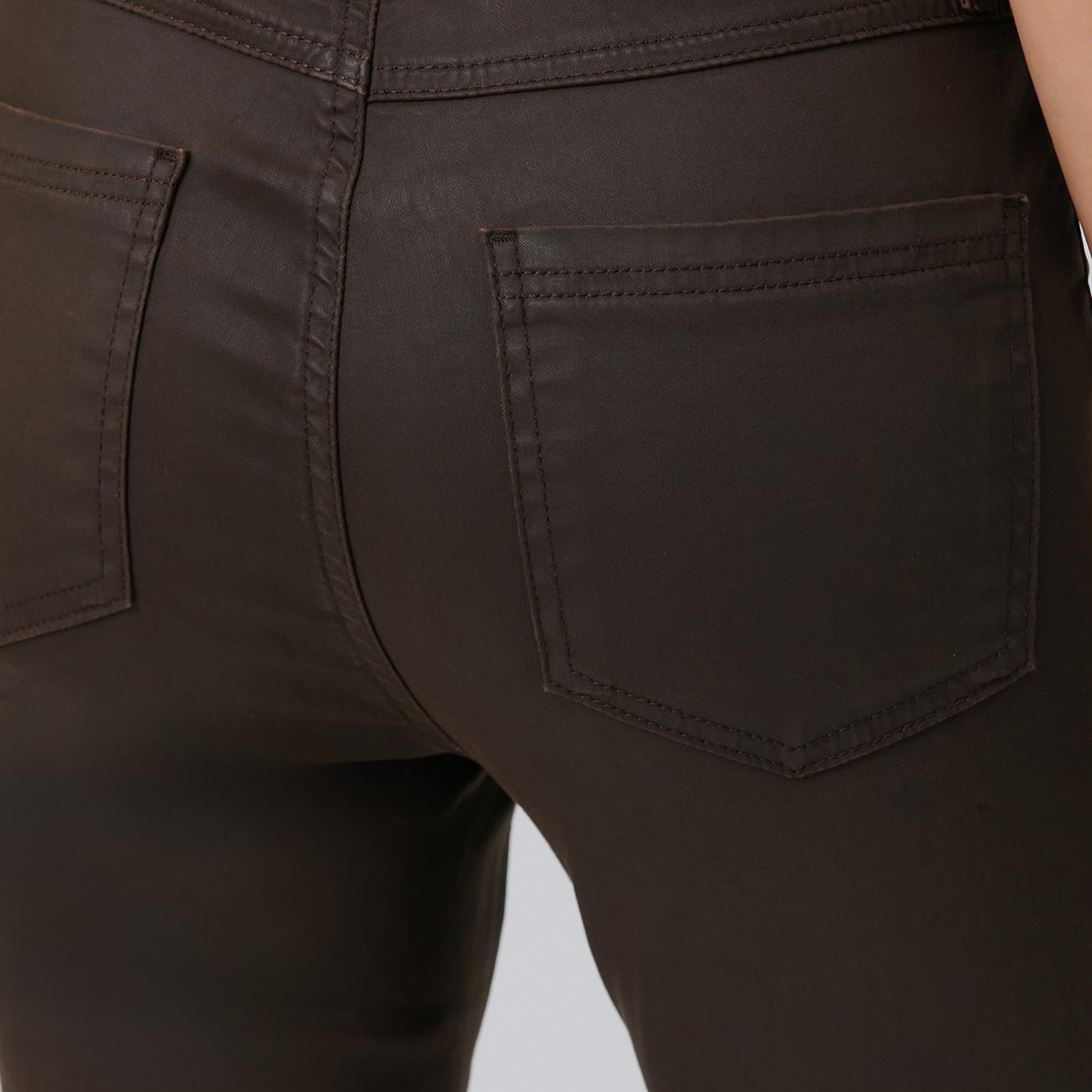 Network Kadın Kahverengi Kaplamalı Skinny Denim Pantolon