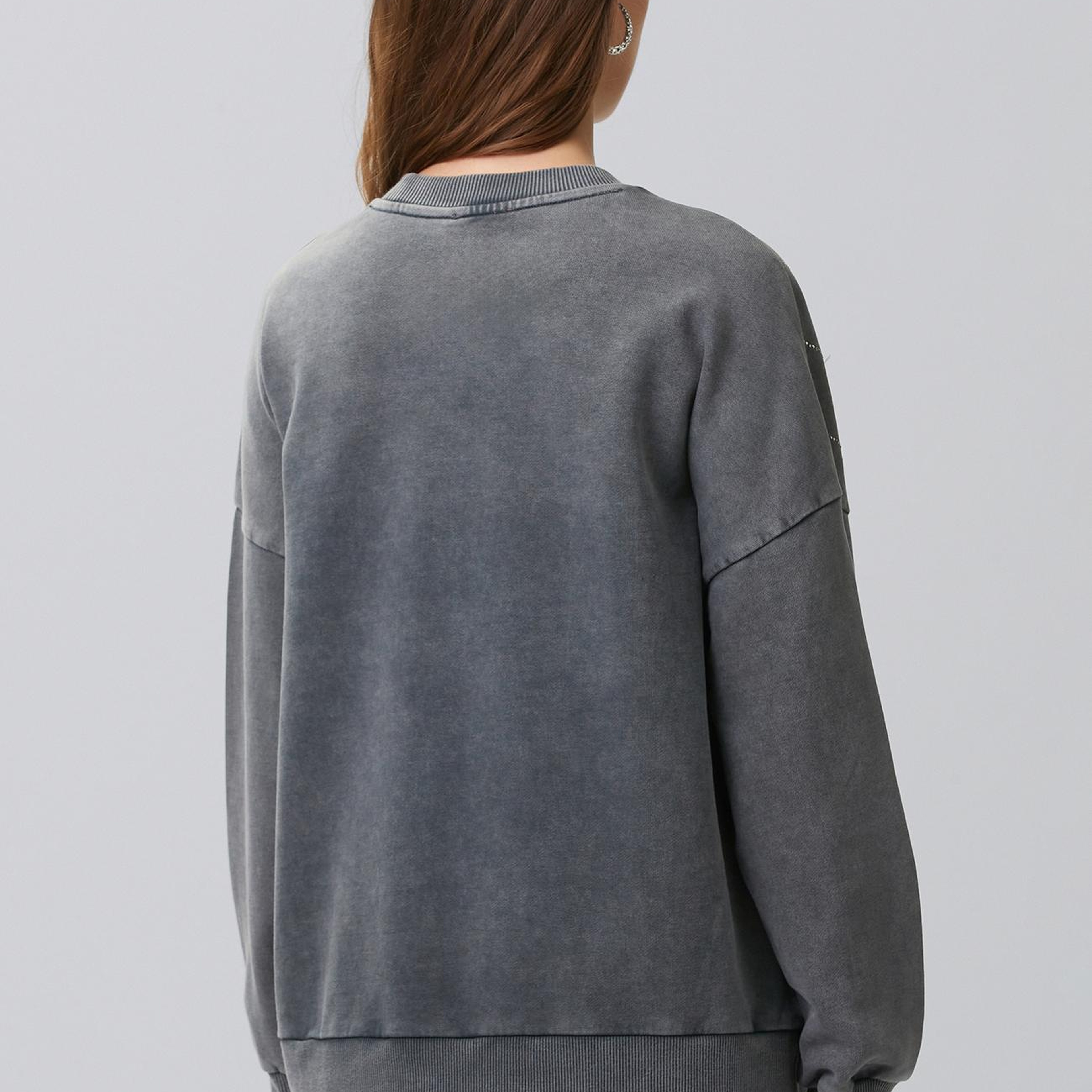 Network Kadın Antrasit Taş Detaylı Yıkamalı Sweatshirt