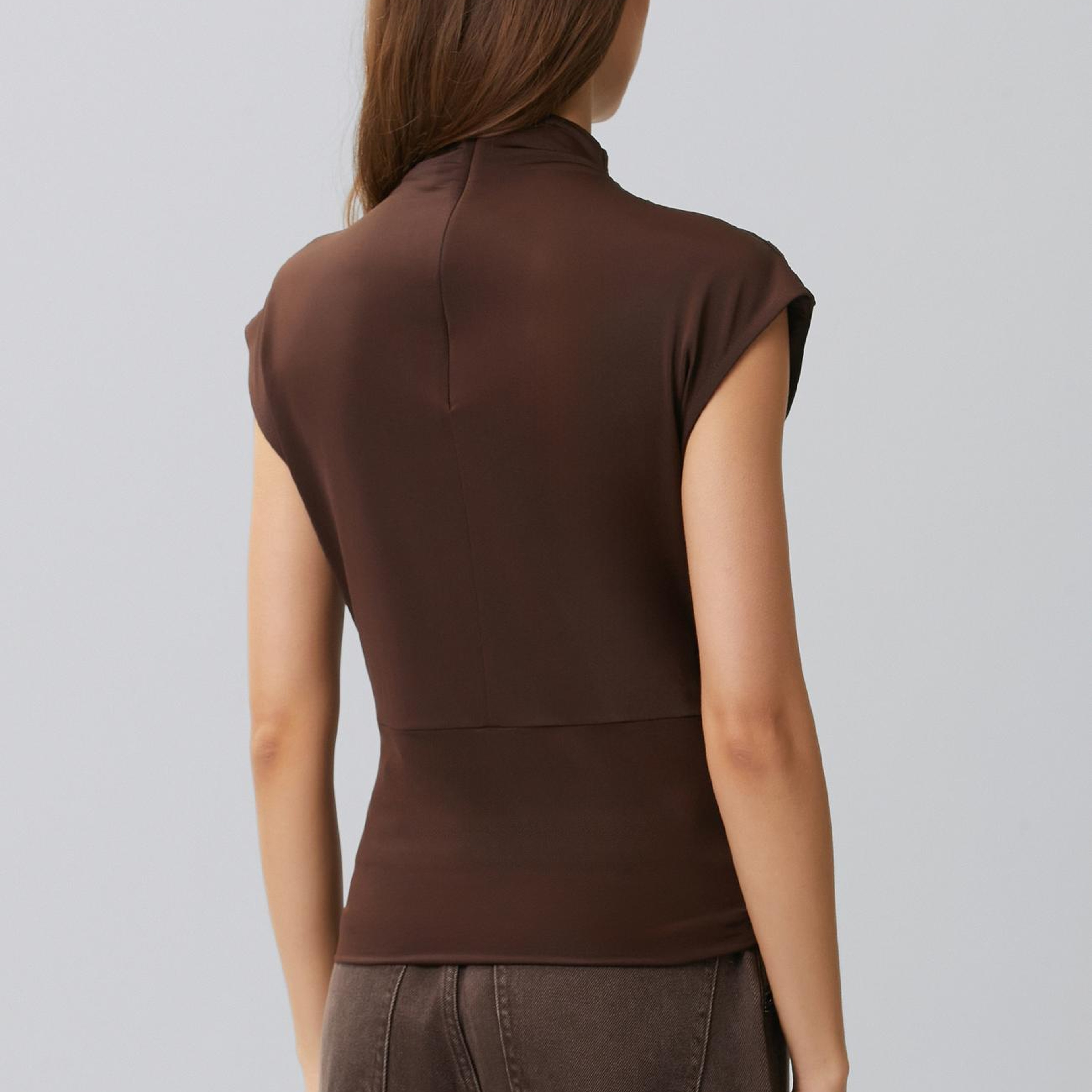 Network Kadın Acı Kahve Drape Detaylı Örme Bluz