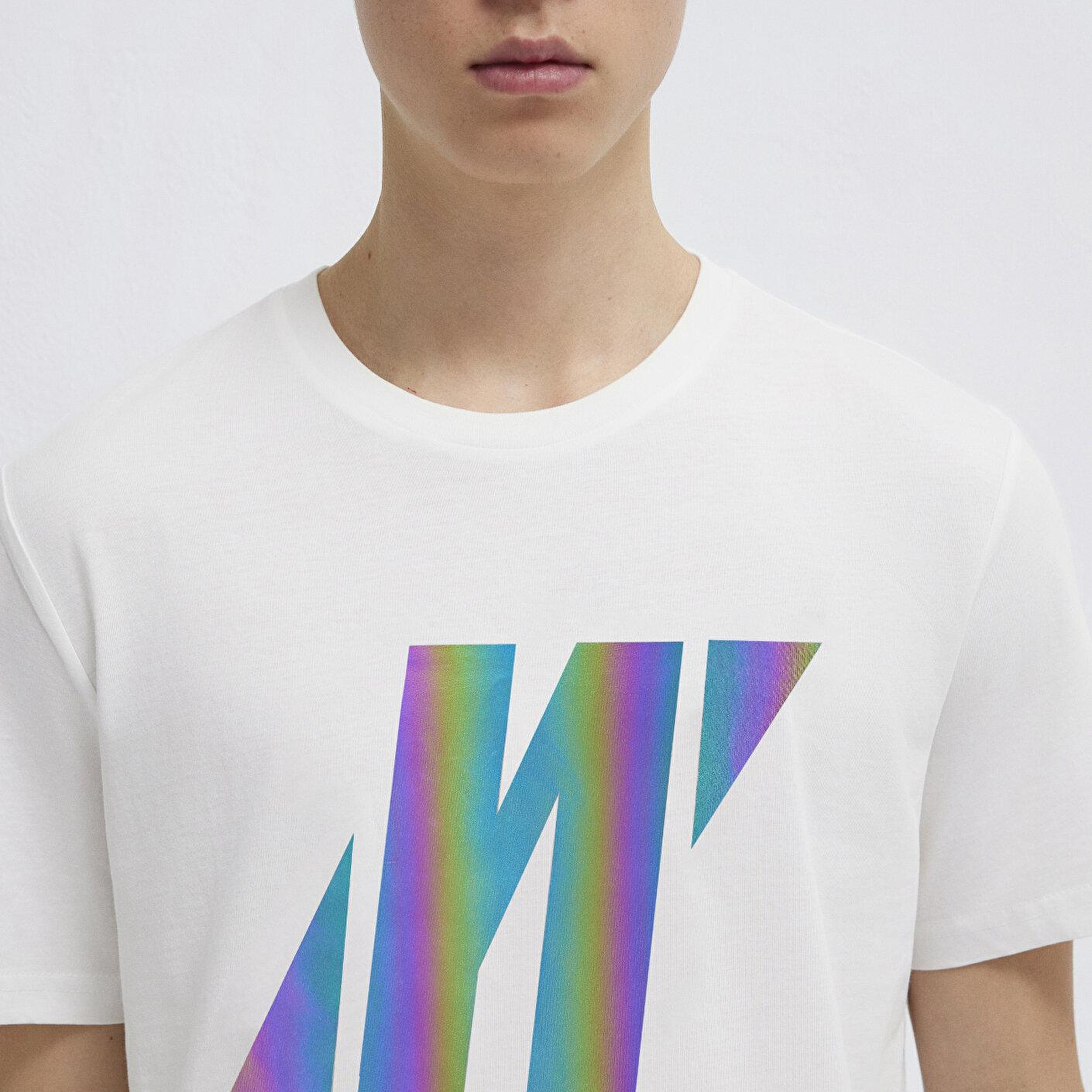 Mavi Mavi Pro Reflektör Logo Baskılı Beyaz Tişört Slim Fit / Dar Kesim 066255-30701
