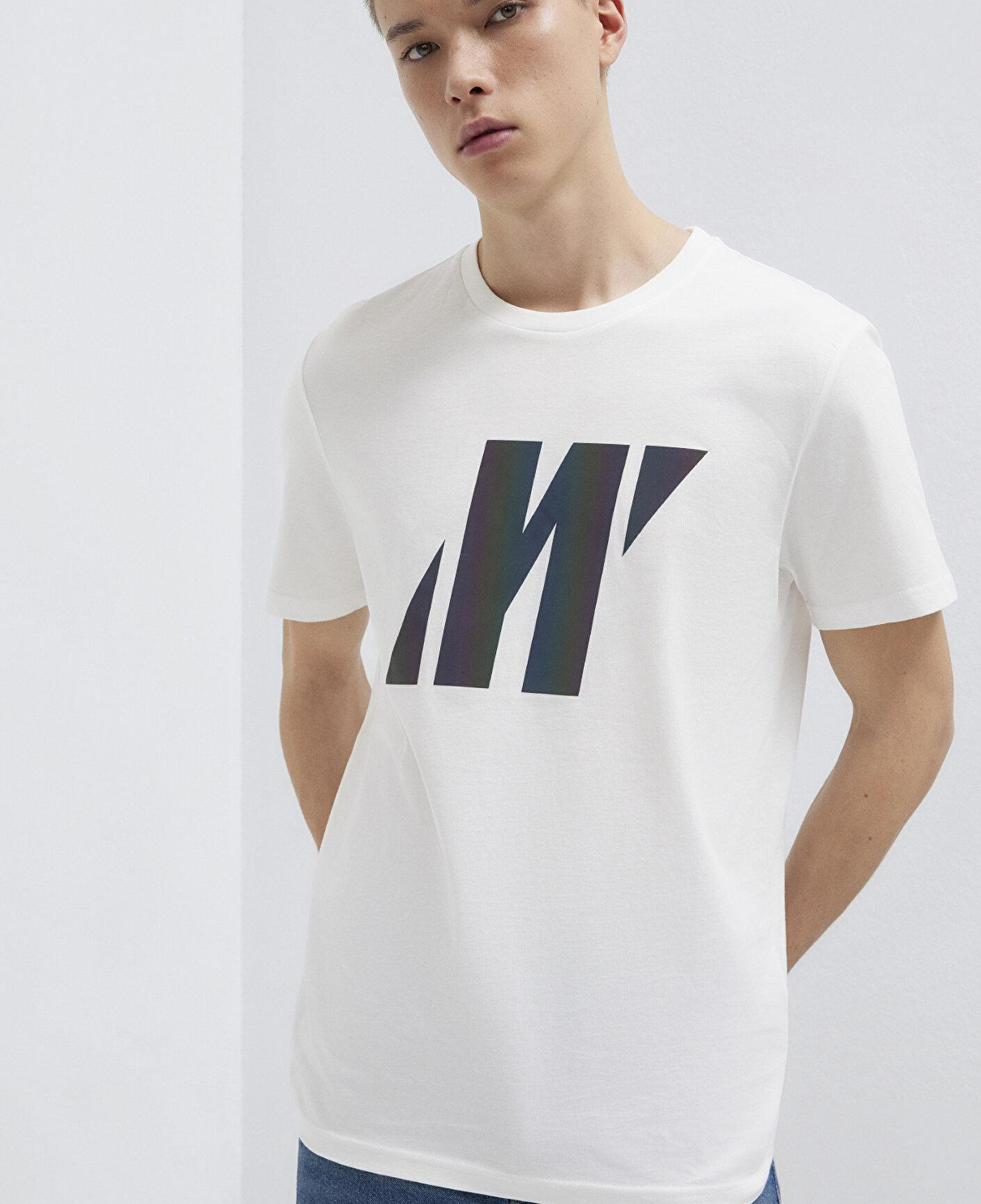 Mavi Mavi Pro Reflektör Logo Baskılı Beyaz Tişört Slim Fit / Dar Kesim 066255-30701