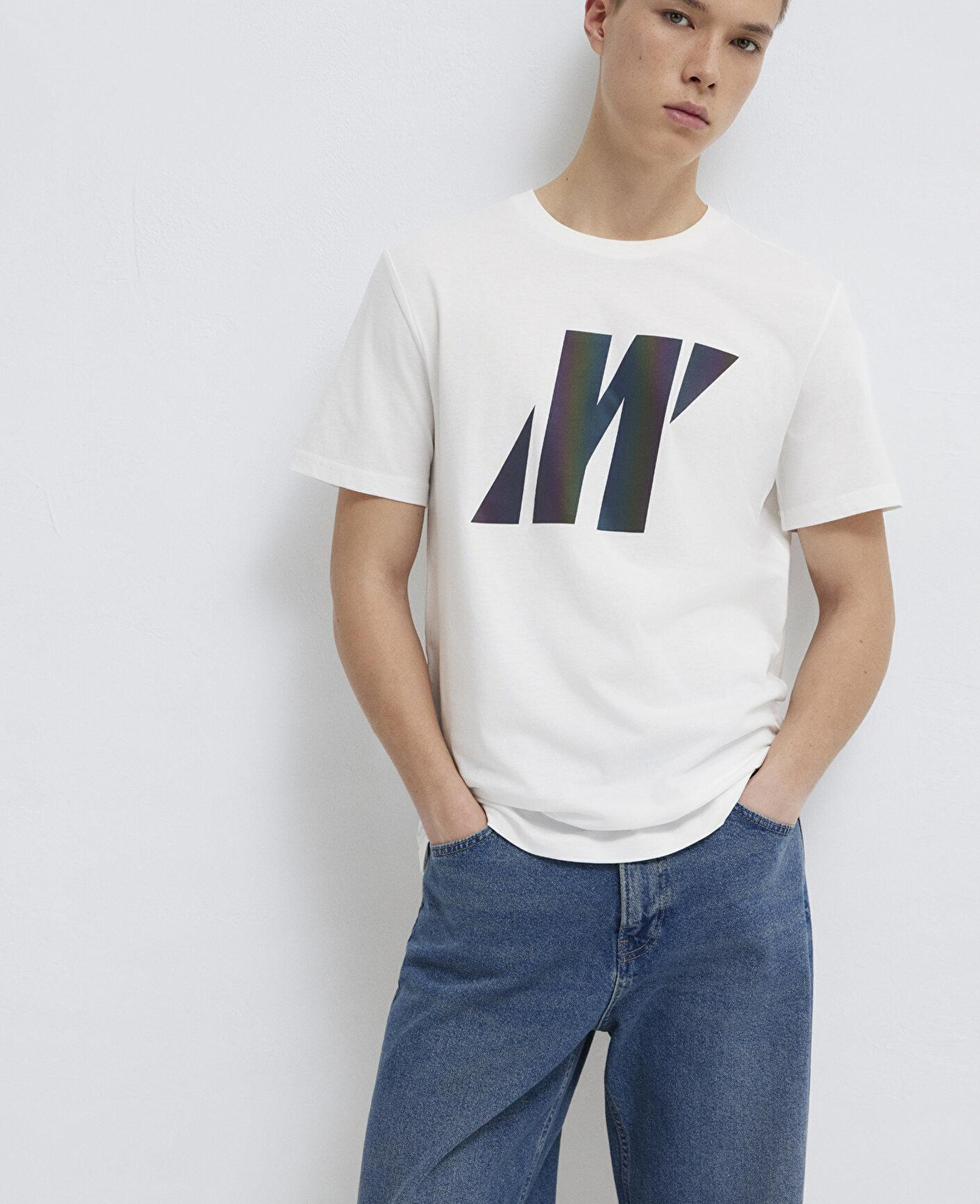 Mavi Mavi Pro Reflektör Logo Baskılı Beyaz Tişört Slim Fit / Dar Kesim 066255-30701