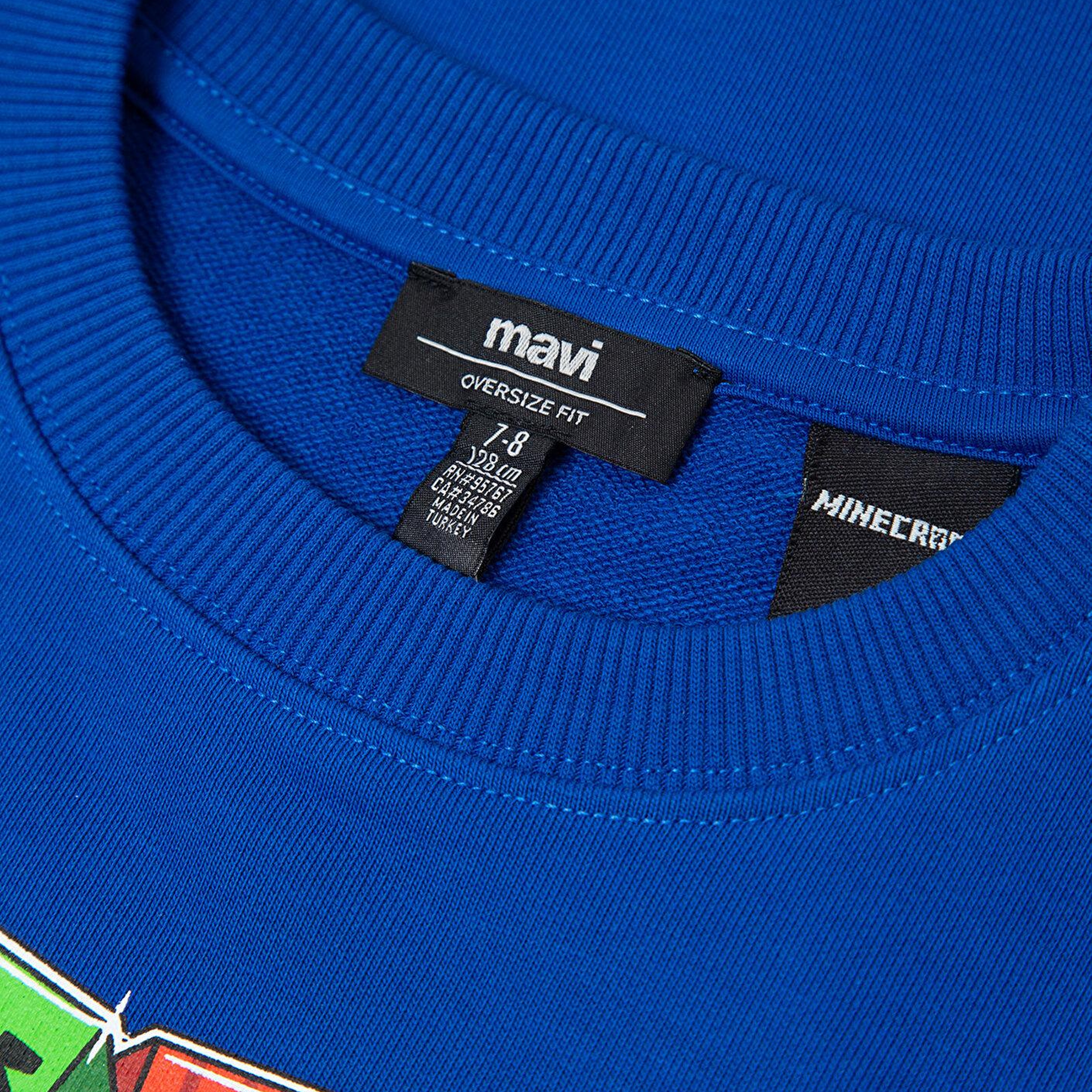 Mavi Minecraft Baskılı Kapüşonsuz Sweatshirt 6S10191-70896