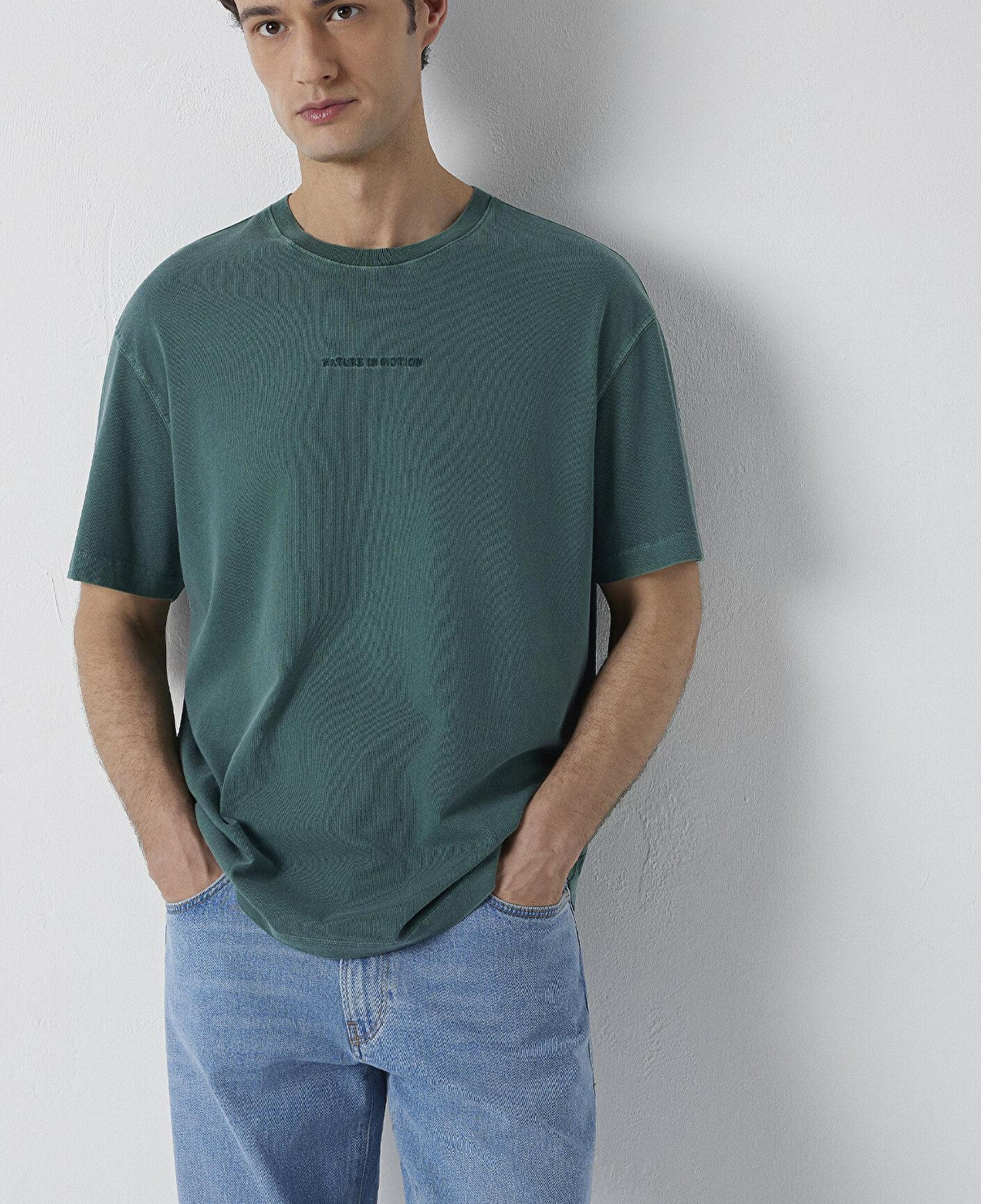 Mavi Baskılı Yeşil Tişört Loose Fit / Bol Rahat Kesim 0613515-85173