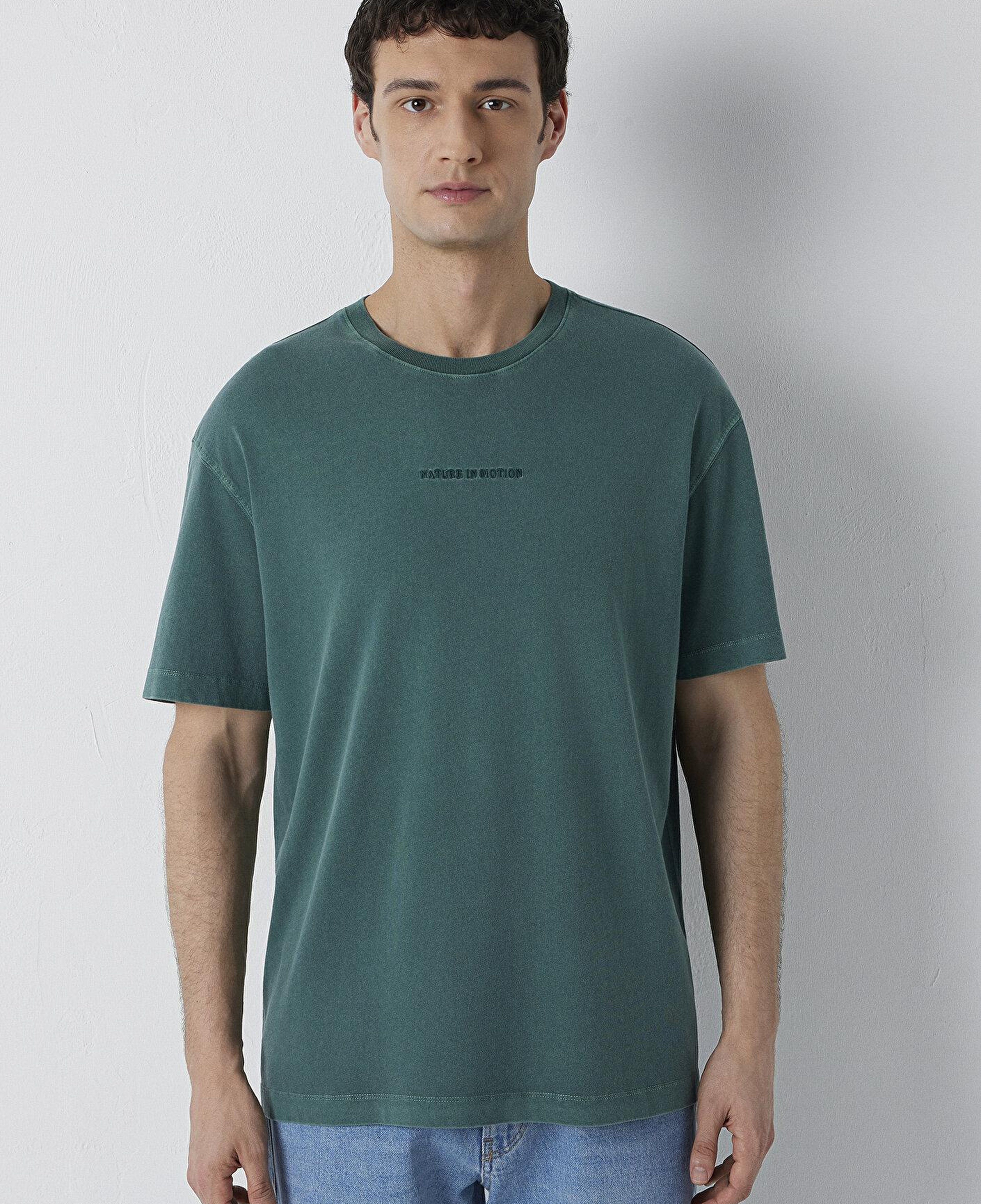 Mavi Baskılı Yeşil Tişört Loose Fit / Bol Rahat Kesim 0613515-85173