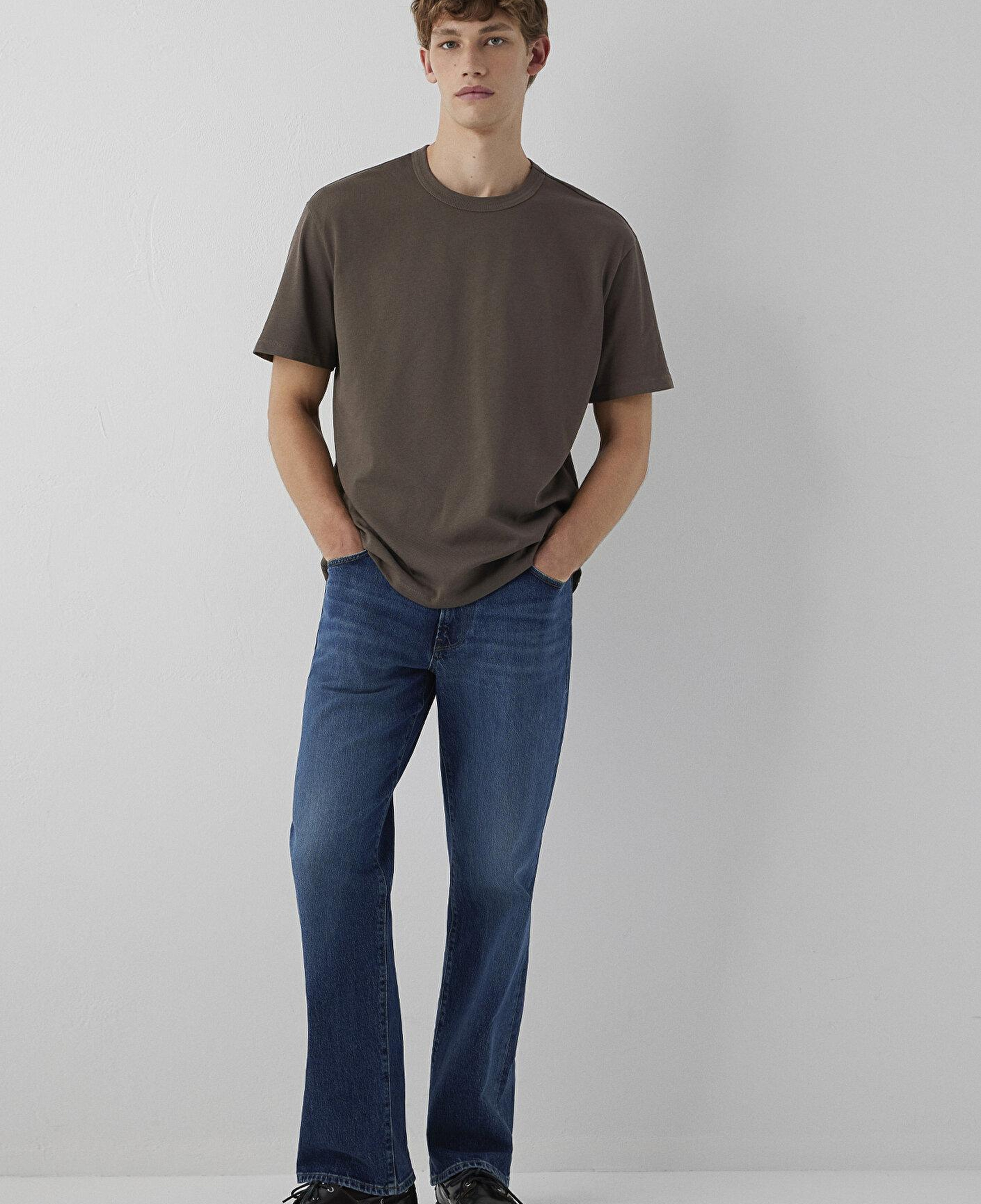 Mavi Yeşil Basic Tişört Loose Fit / Bol Rahat Kesim 0613624-71550