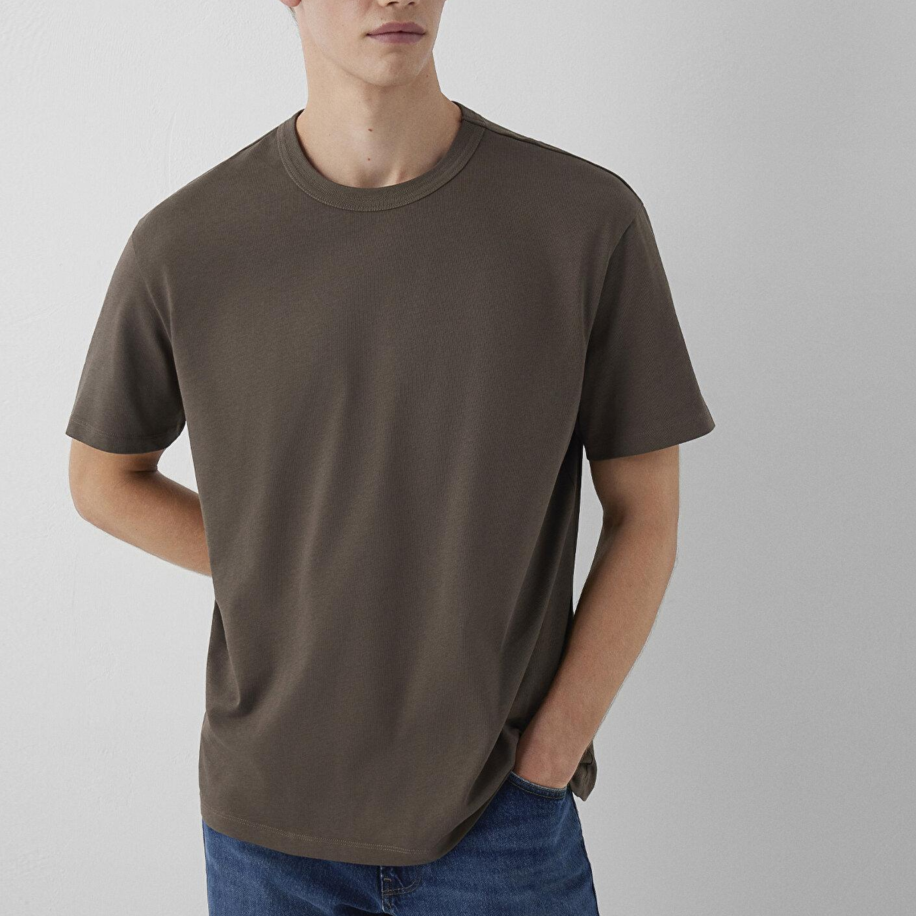 Mavi Yeşil Basic Tişört Loose Fit / Bol Rahat Kesim 0613624-71550