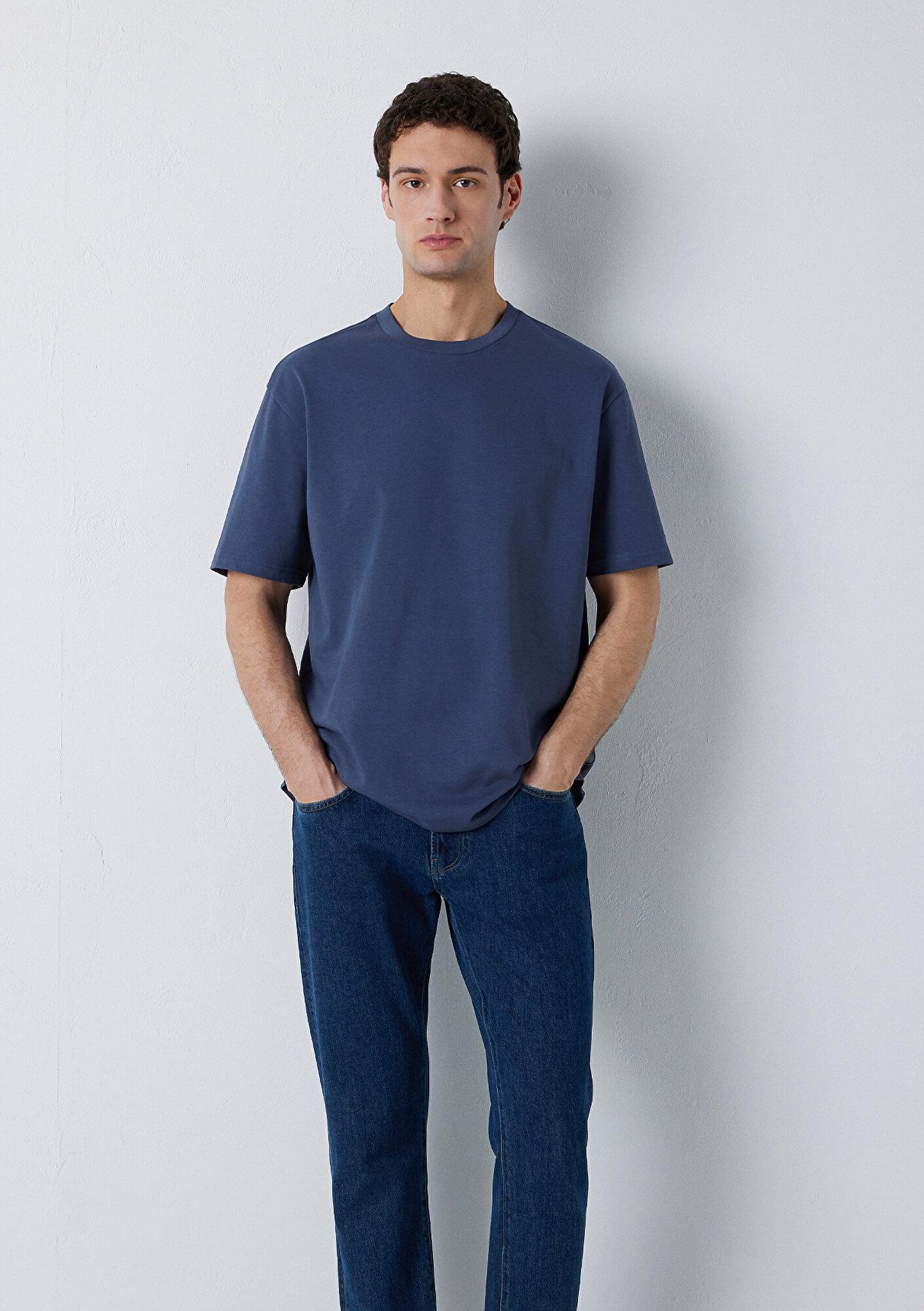 Mavi Lacivert Basic Tişört Loose Fit / Bol Rahat Kesim 0611924-70759