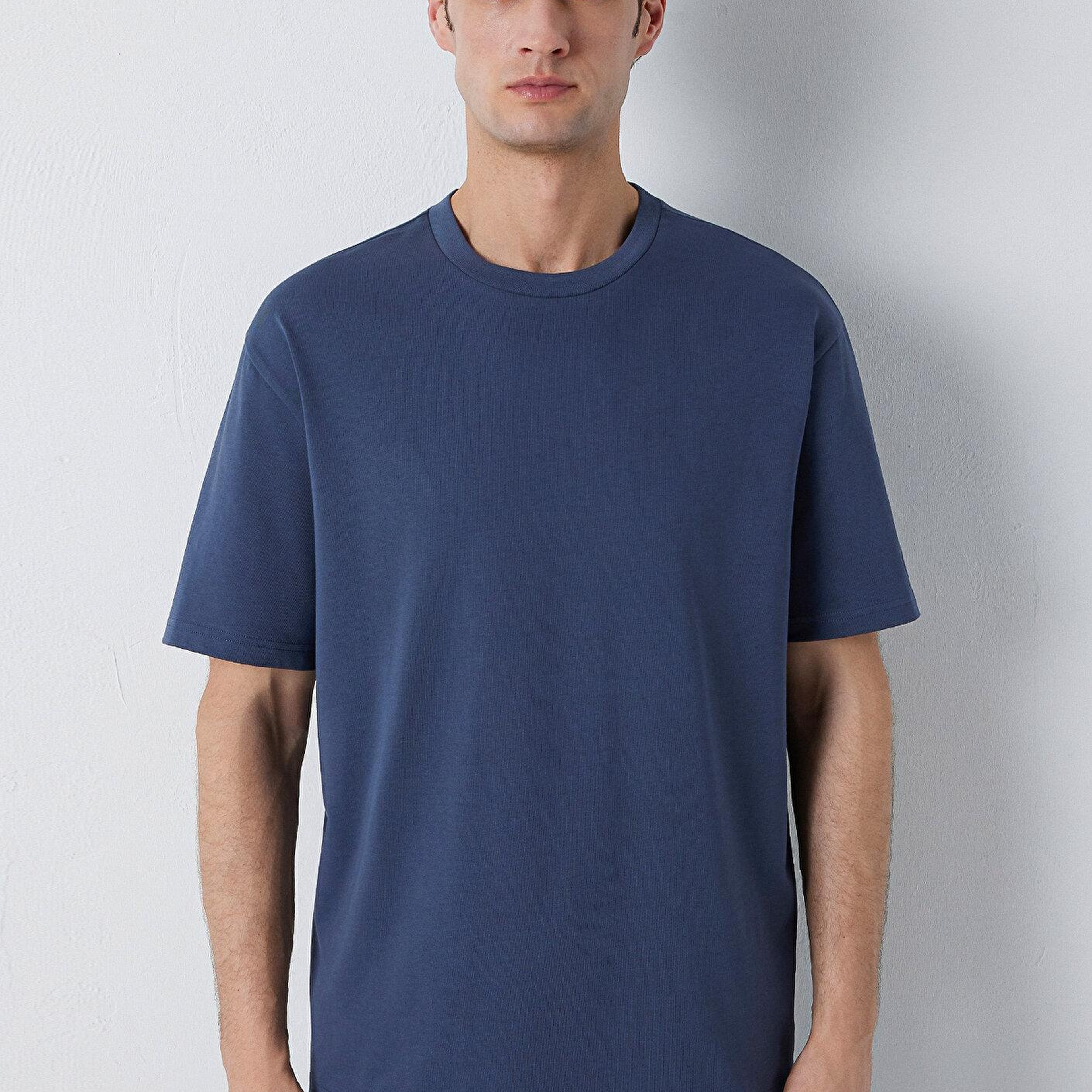 Mavi Lacivert Basic Tişört Loose Fit / Bol Rahat Kesim 0611924-70759