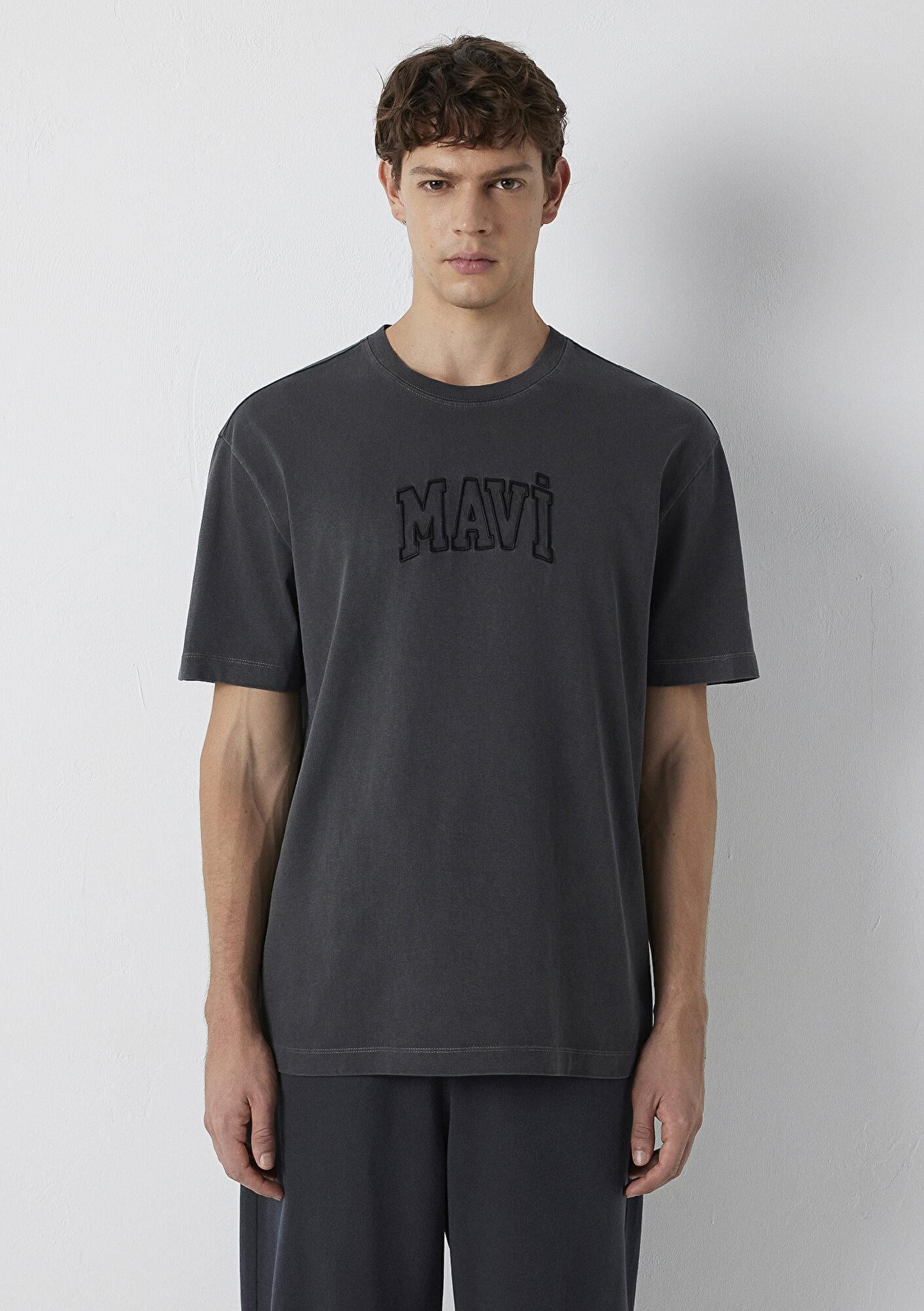 Mavi Mavi Logo Baskılı Antrasit Tişört Loose Fit / Bol Rahat Kesim 0613564-70087