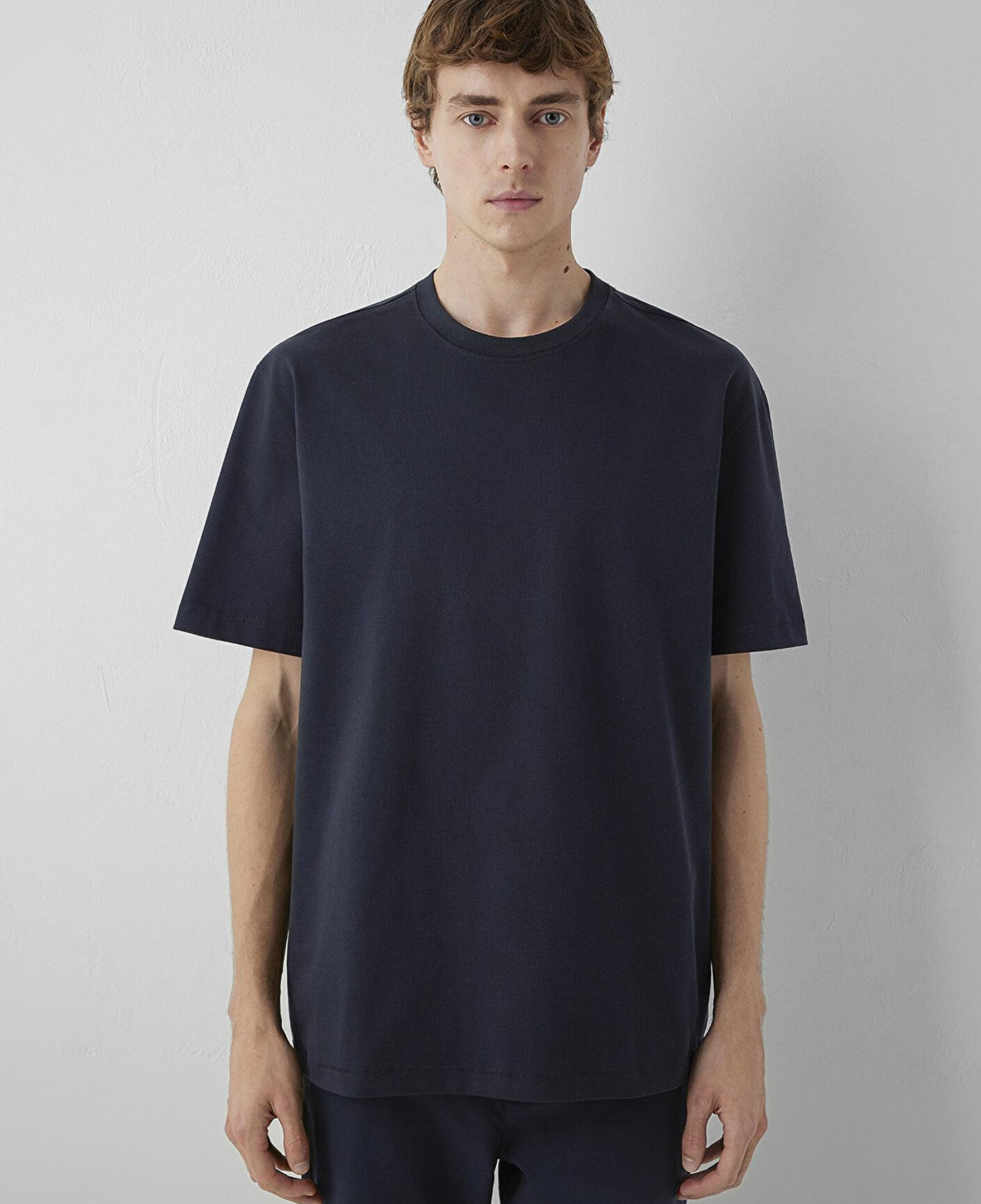 Mavi Lacivert Basic Tişört Loose Fit / Bol Rahat Kesim 0612269-70489