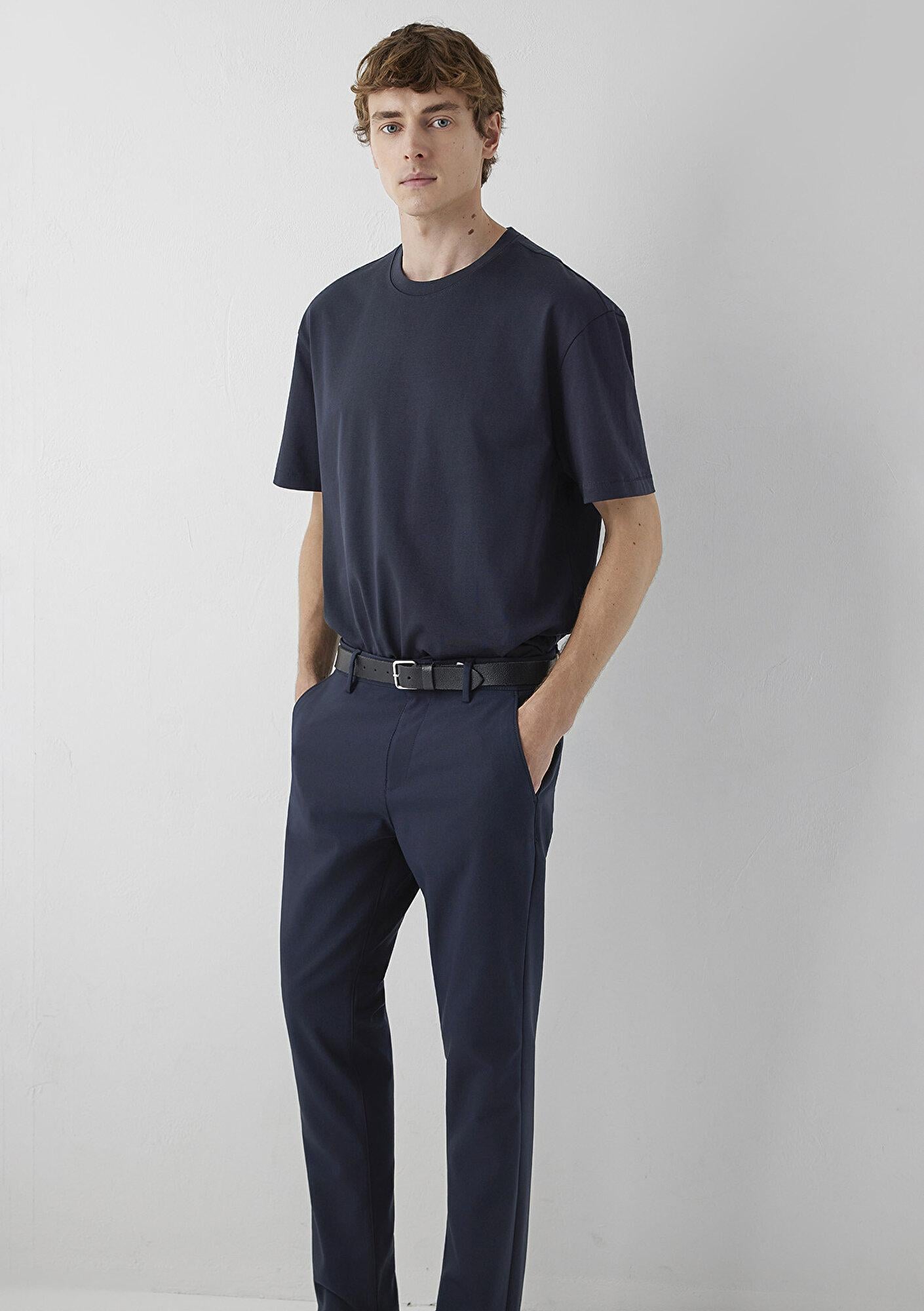 Mavi Lacivert Basic Tişört Loose Fit / Bol Rahat Kesim 0612269-70489