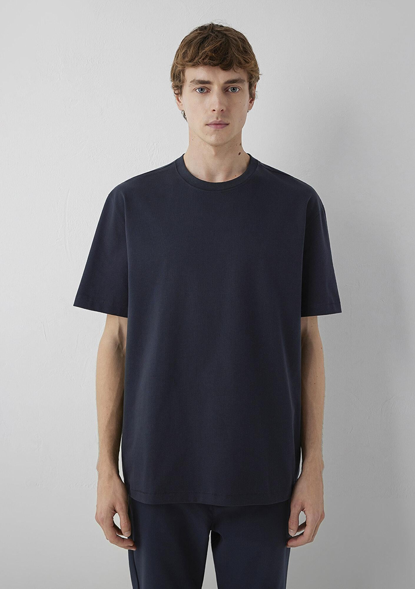 Mavi Lacivert Basic Tişört Loose Fit / Bol Rahat Kesim 0612269-70489