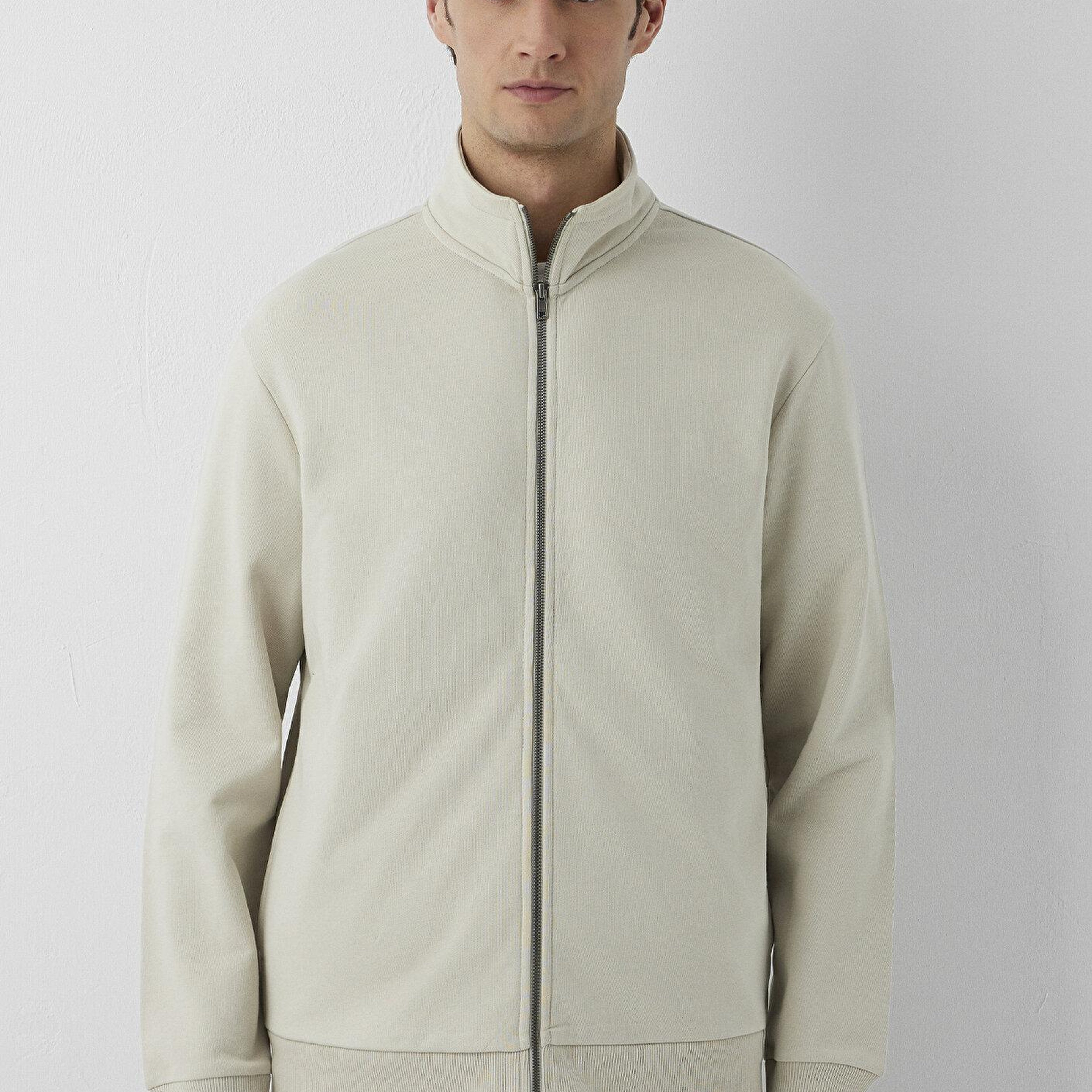 Mavi Fermuarlı Bej Sweatshirt 0S10653-70144