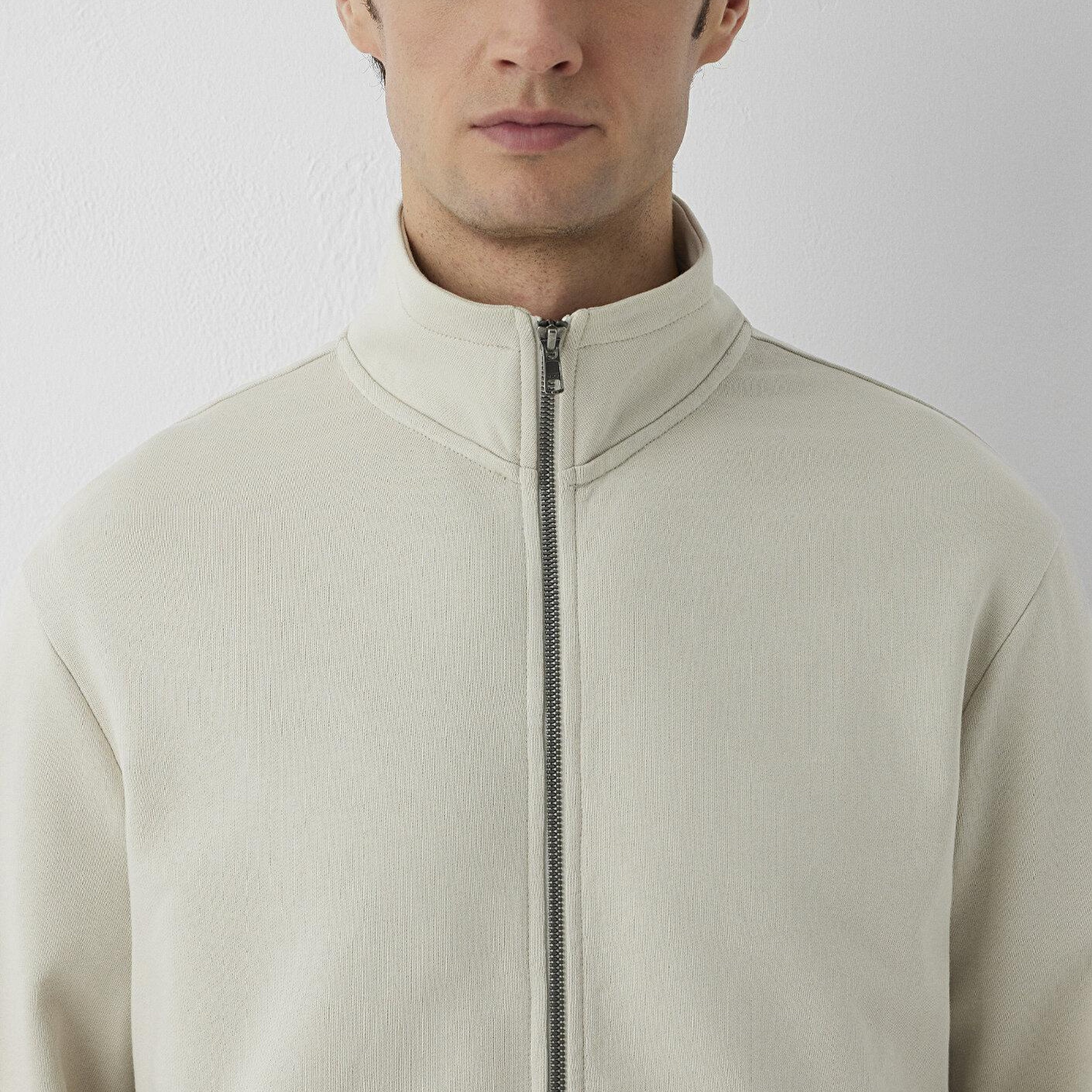 Mavi Fermuarlı Bej Sweatshirt 0S10653-70144
