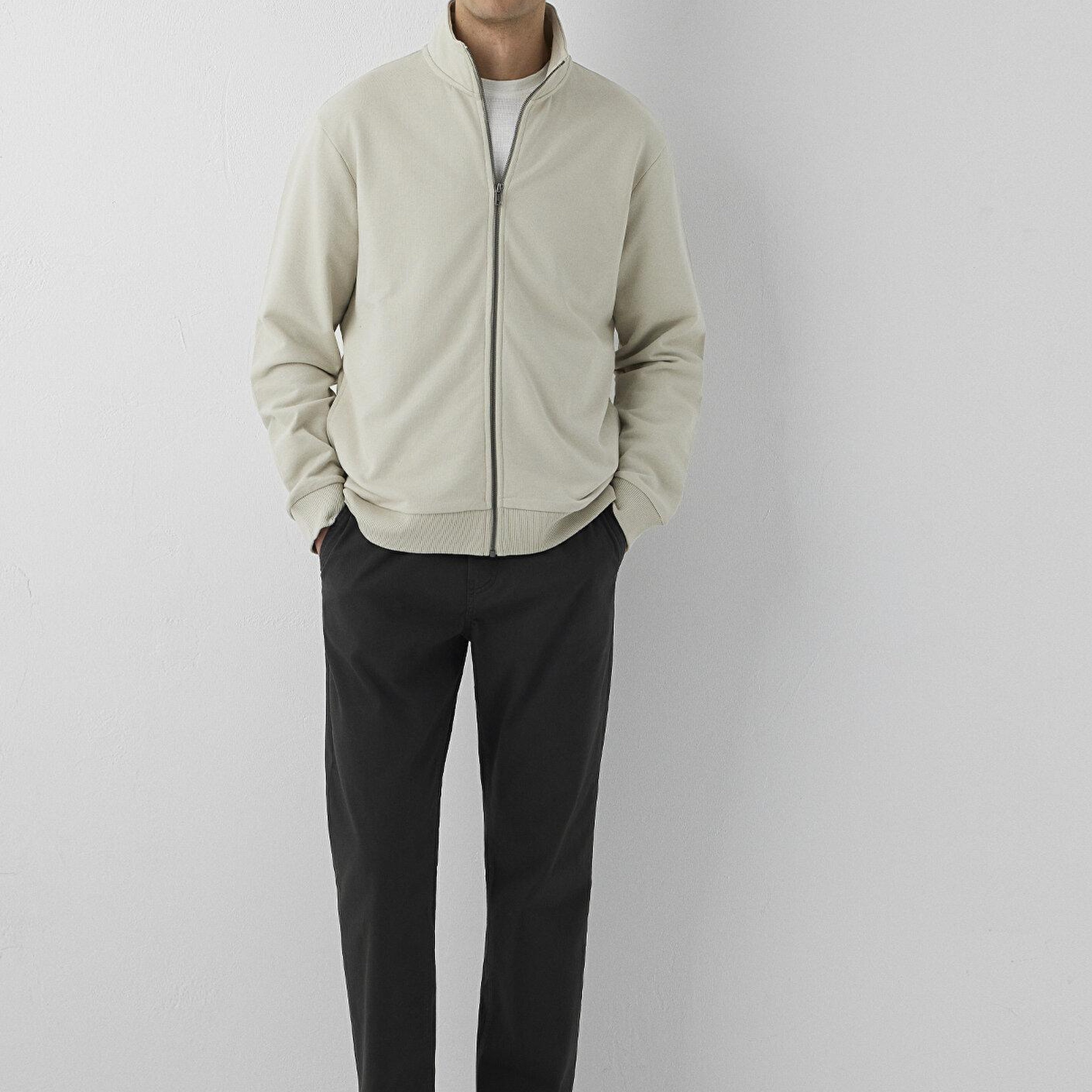 Mavi Fermuarlı Bej Sweatshirt 0S10653-70144