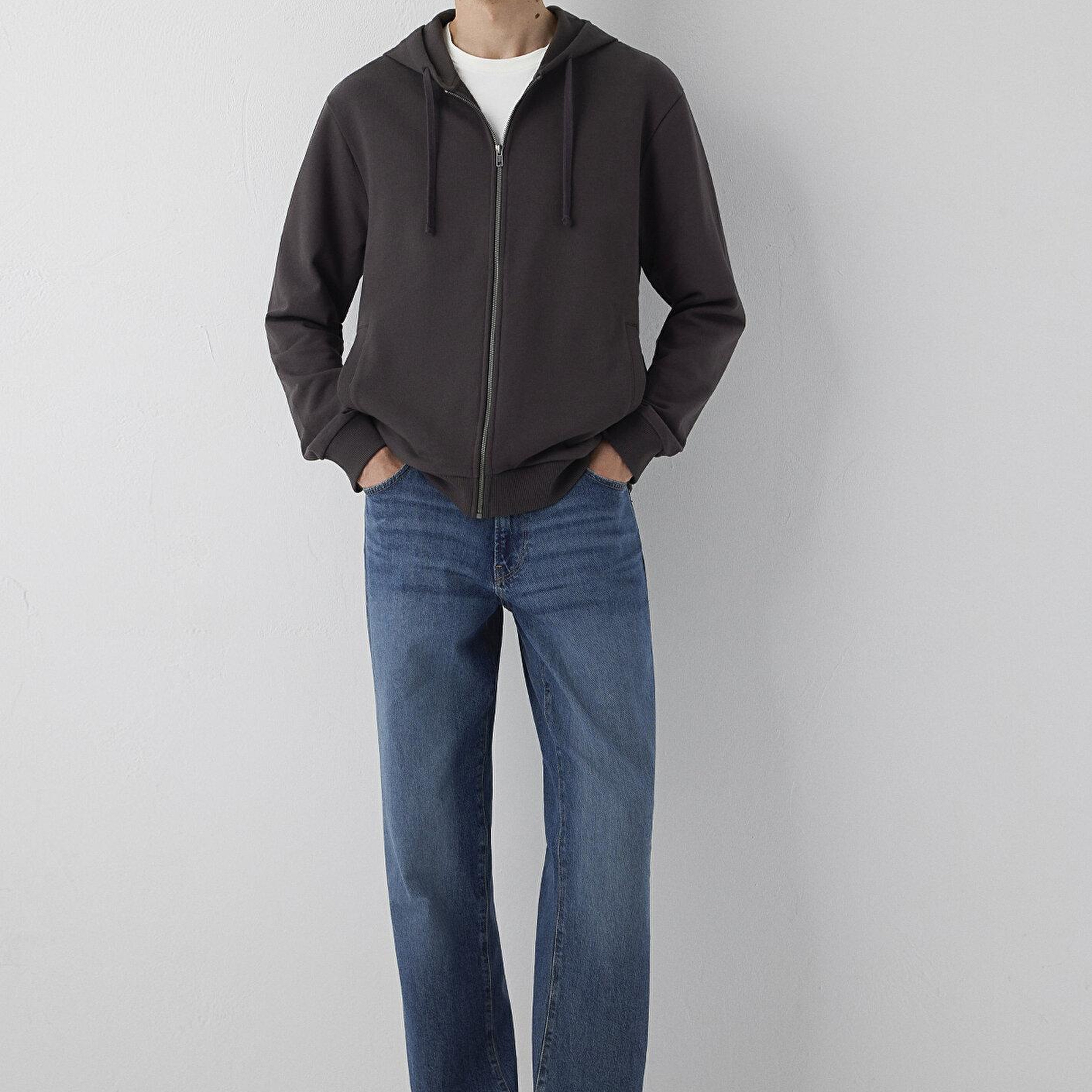 Mavi Kapüşonlu Fermuarlı Kahverengi Sweatshirt 0S10423-70219
