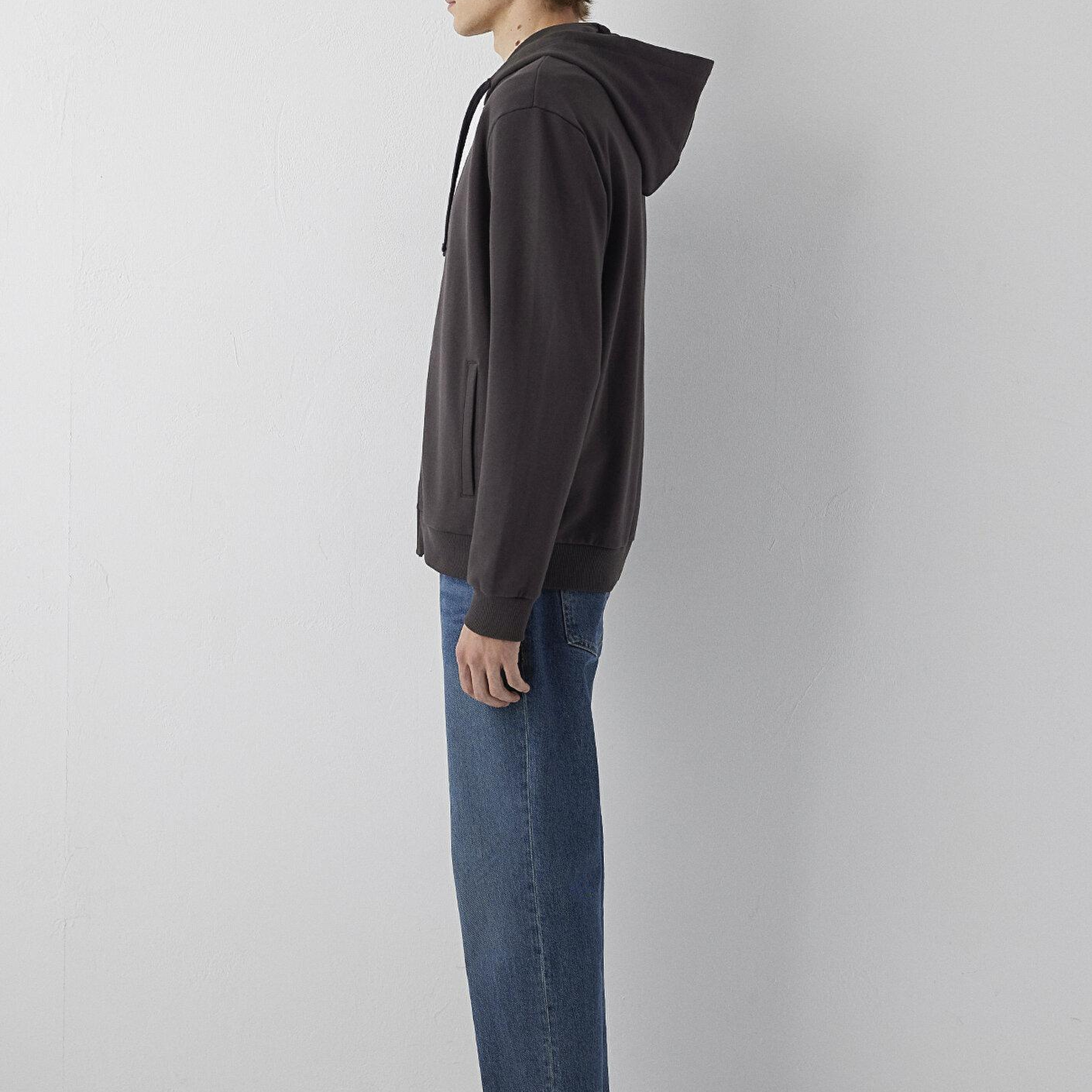 Mavi Kapüşonlu Fermuarlı Kahverengi Sweatshirt 0S10423-70219