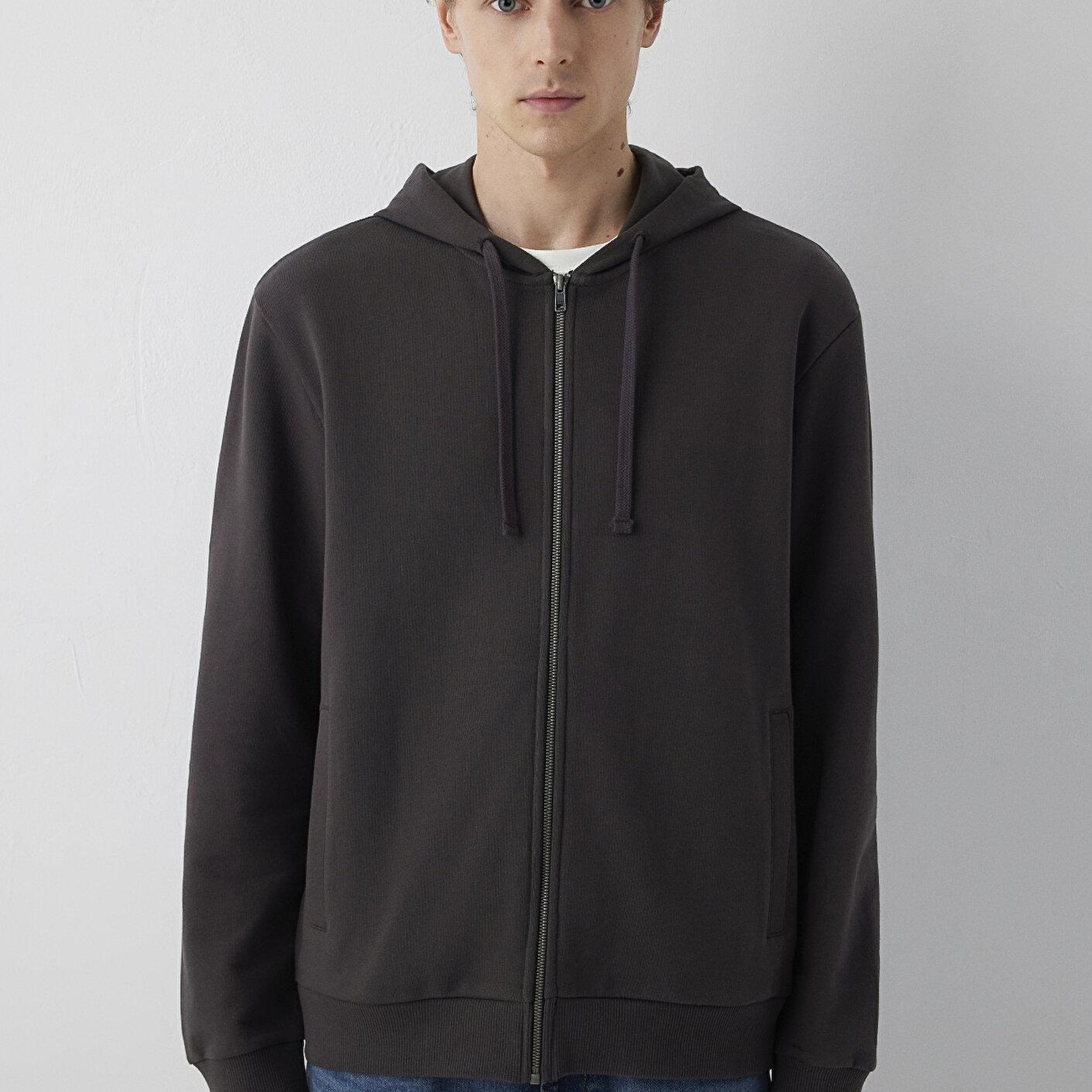 Mavi Kapüşonlu Fermuarlı Kahverengi Sweatshirt 0S10423-70219