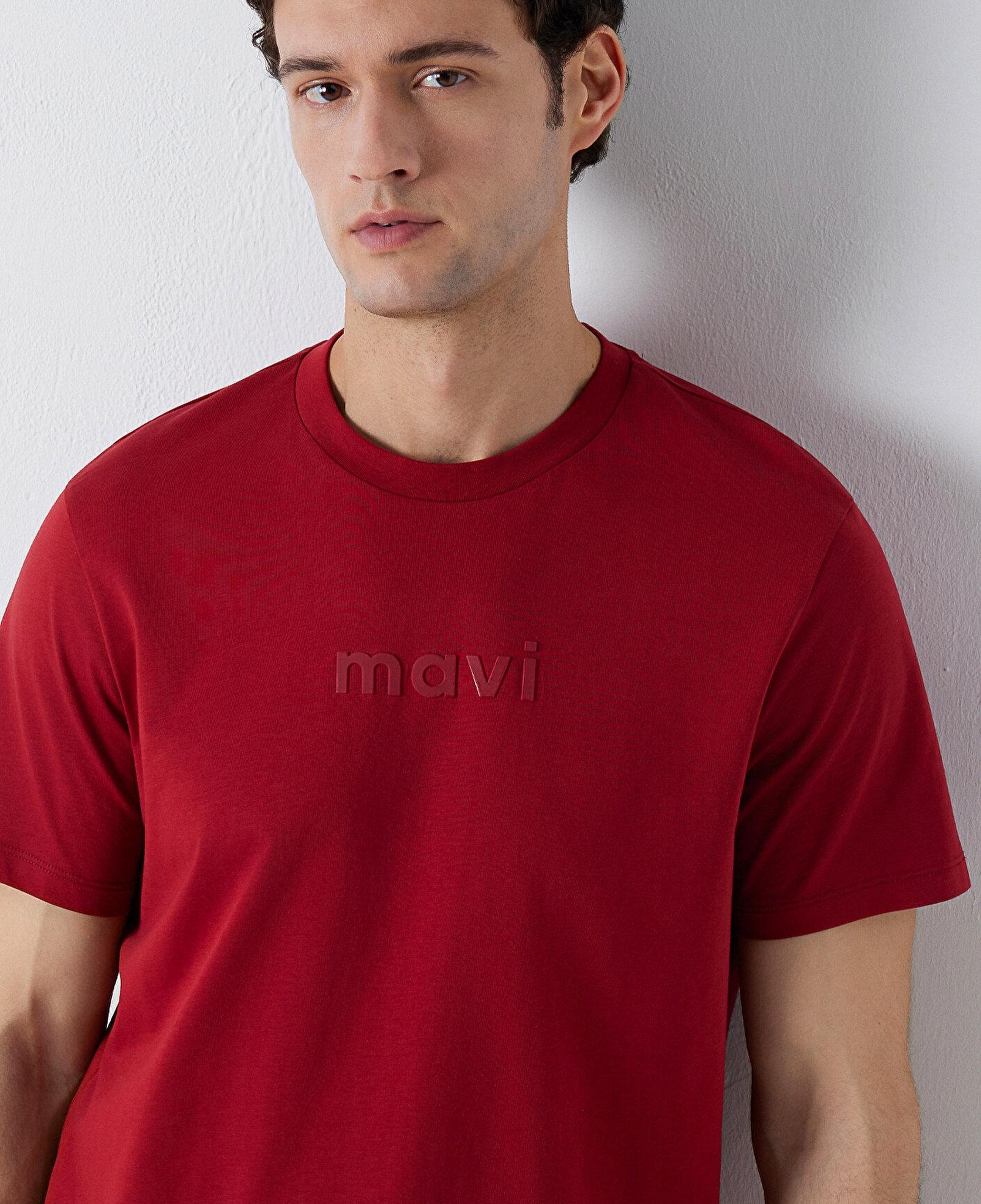 Mavi Mavi Logo Baskılı Bordo Tişört Regular Fit / Normal Kesim 0612732-89065