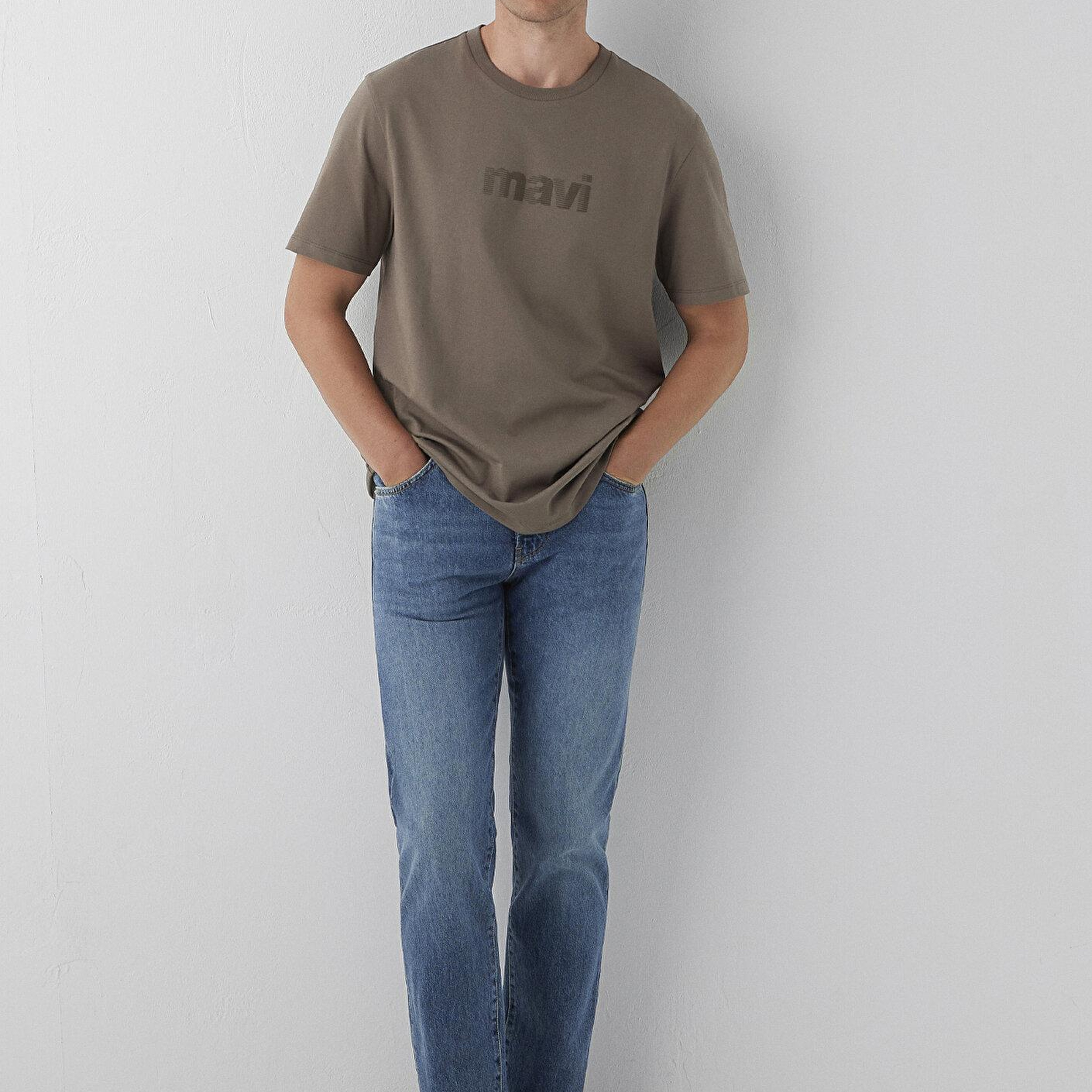 Mavi Mavi Logo Baskılı Kahverengi Tişört Regular Fit / Normal Kesim 0612936-70376