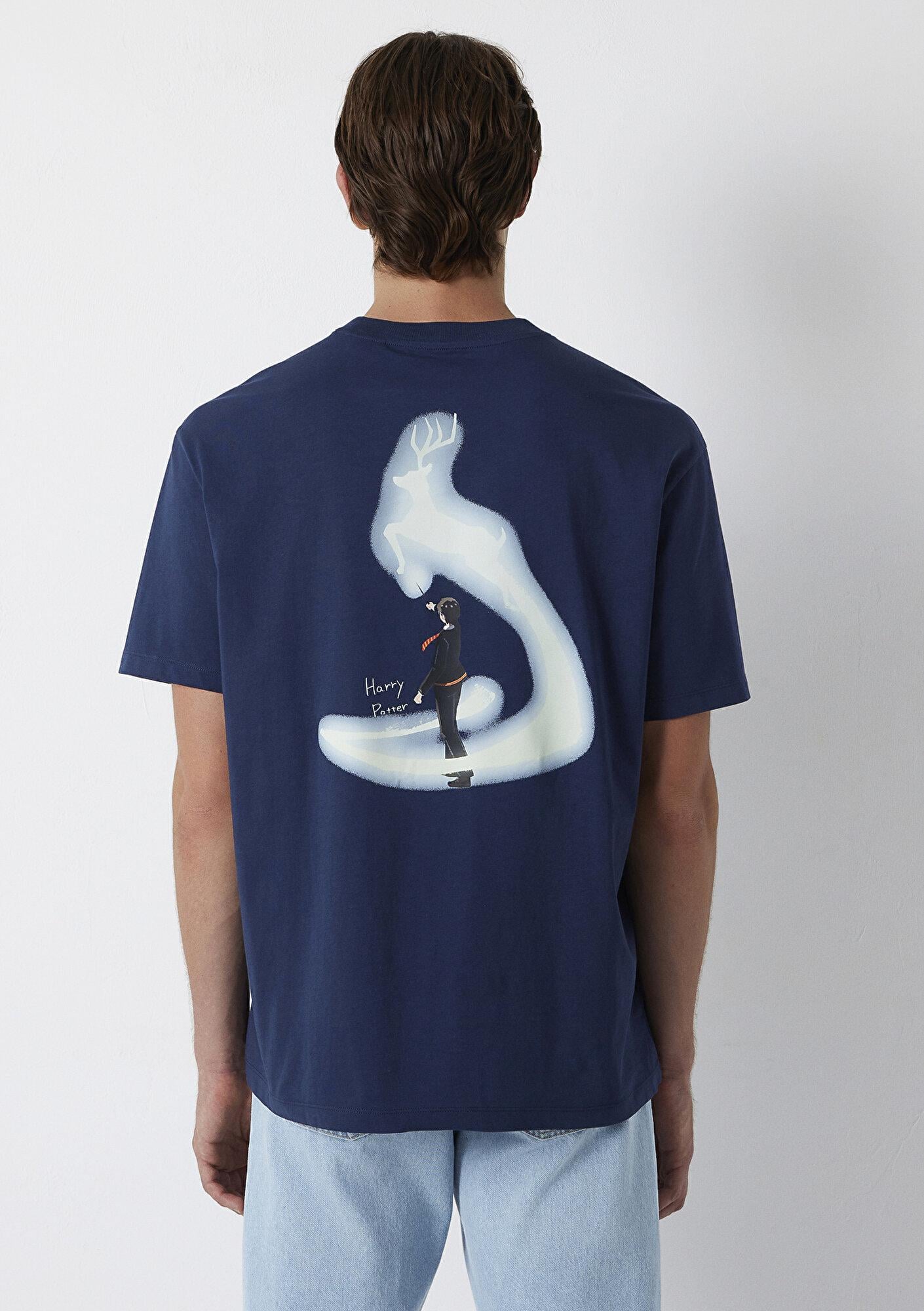 Mavi Harry Potter Baskılı Tişört Loose Fit / Bol Rahat Kesim 0613450-70497