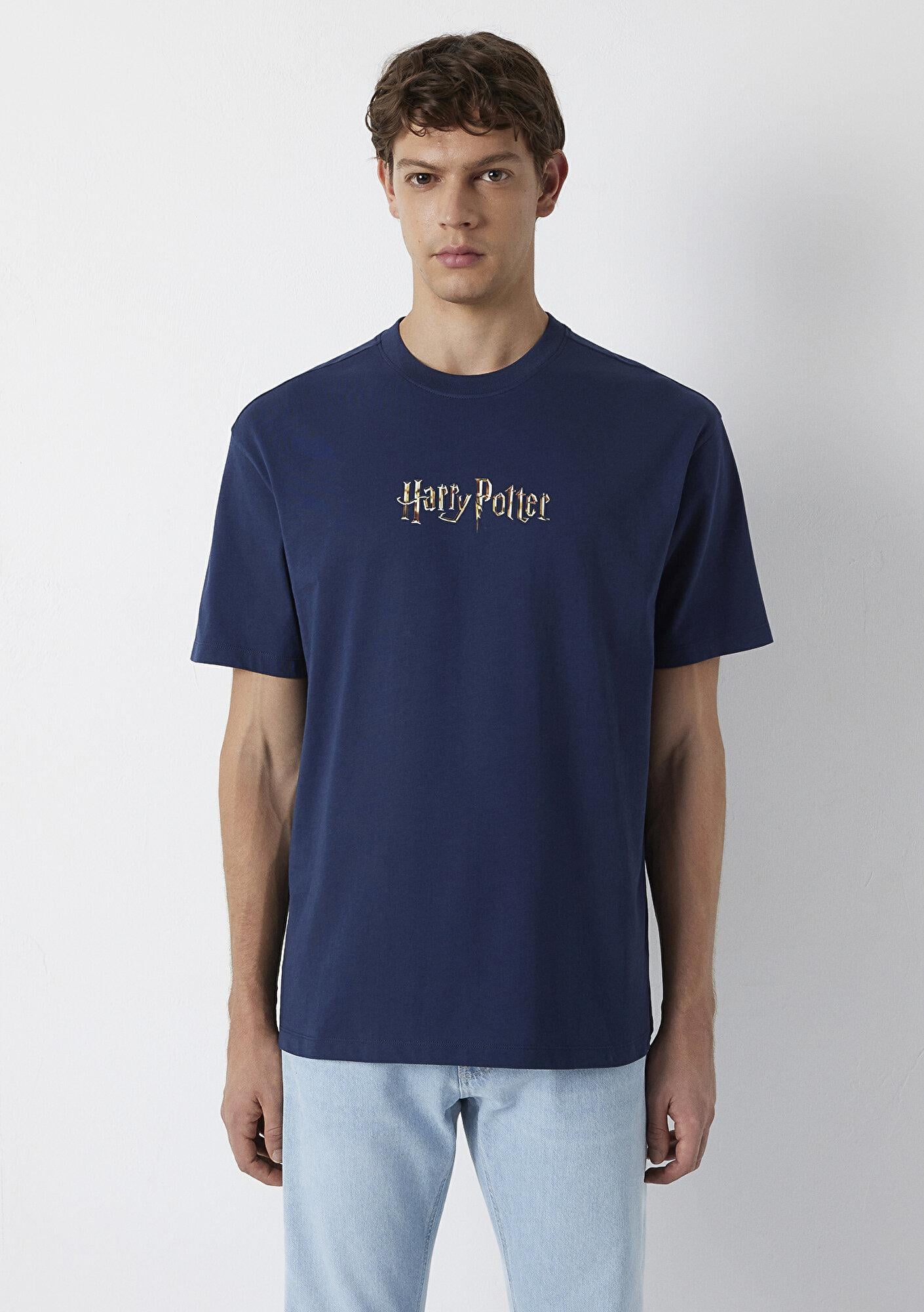 Mavi Harry Potter Baskılı Tişört Loose Fit / Bol Rahat Kesim 0613450-70497