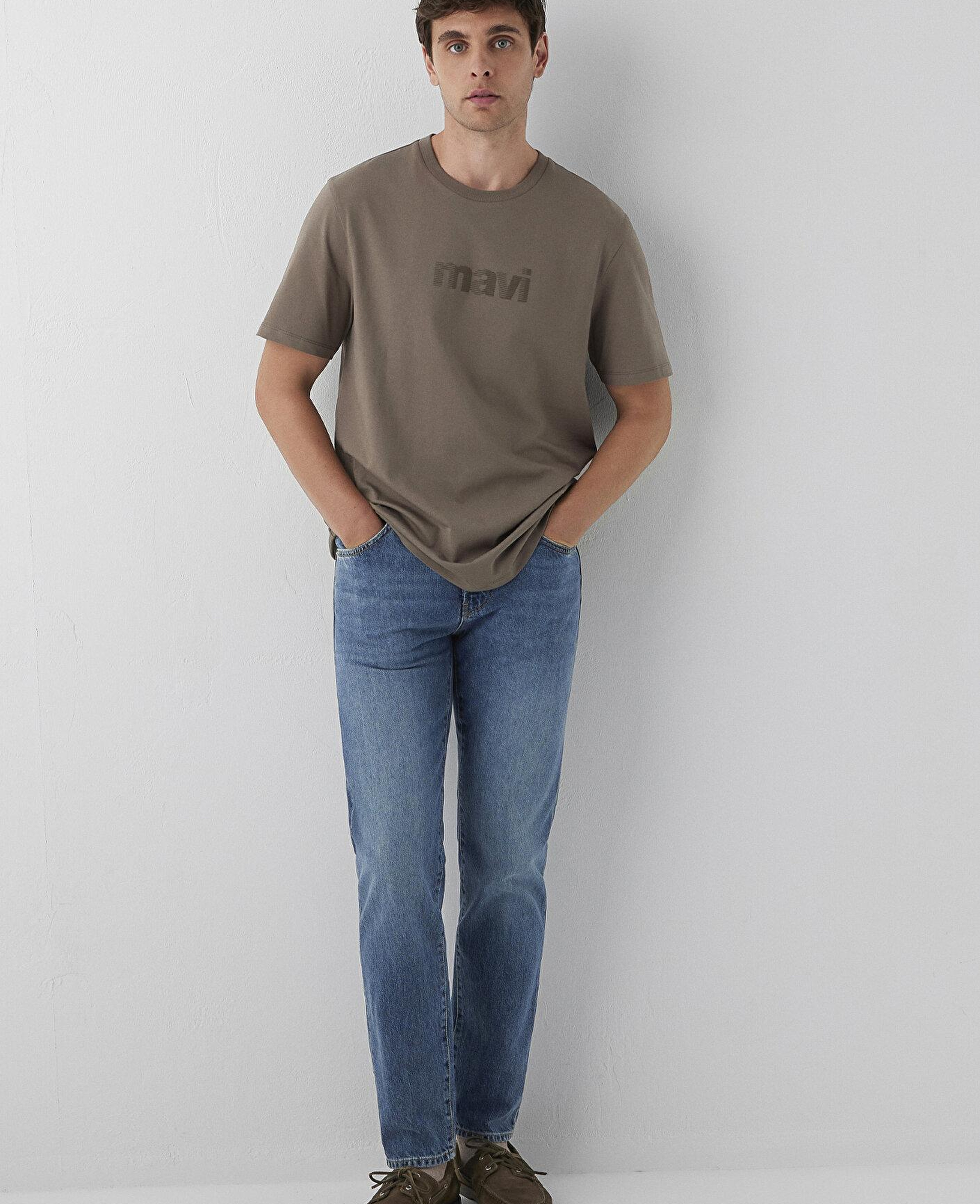 Mavi Mavi Logo Baskılı Kahverengi Tişört Regular Fit / Normal Kesim 0612936-70376