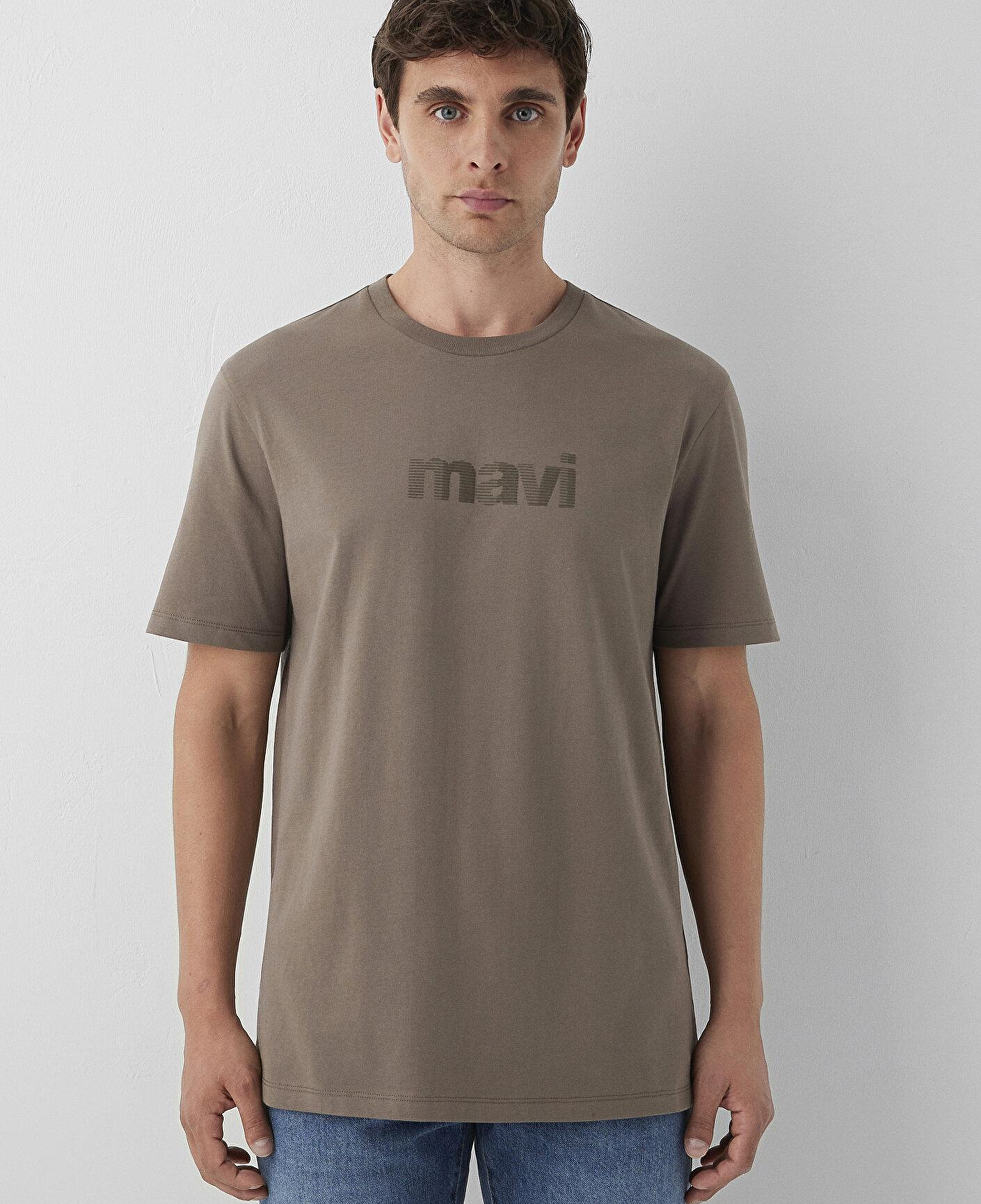 Mavi Mavi Logo Baskılı Kahverengi Tişört Regular Fit / Normal Kesim 0612936-70376