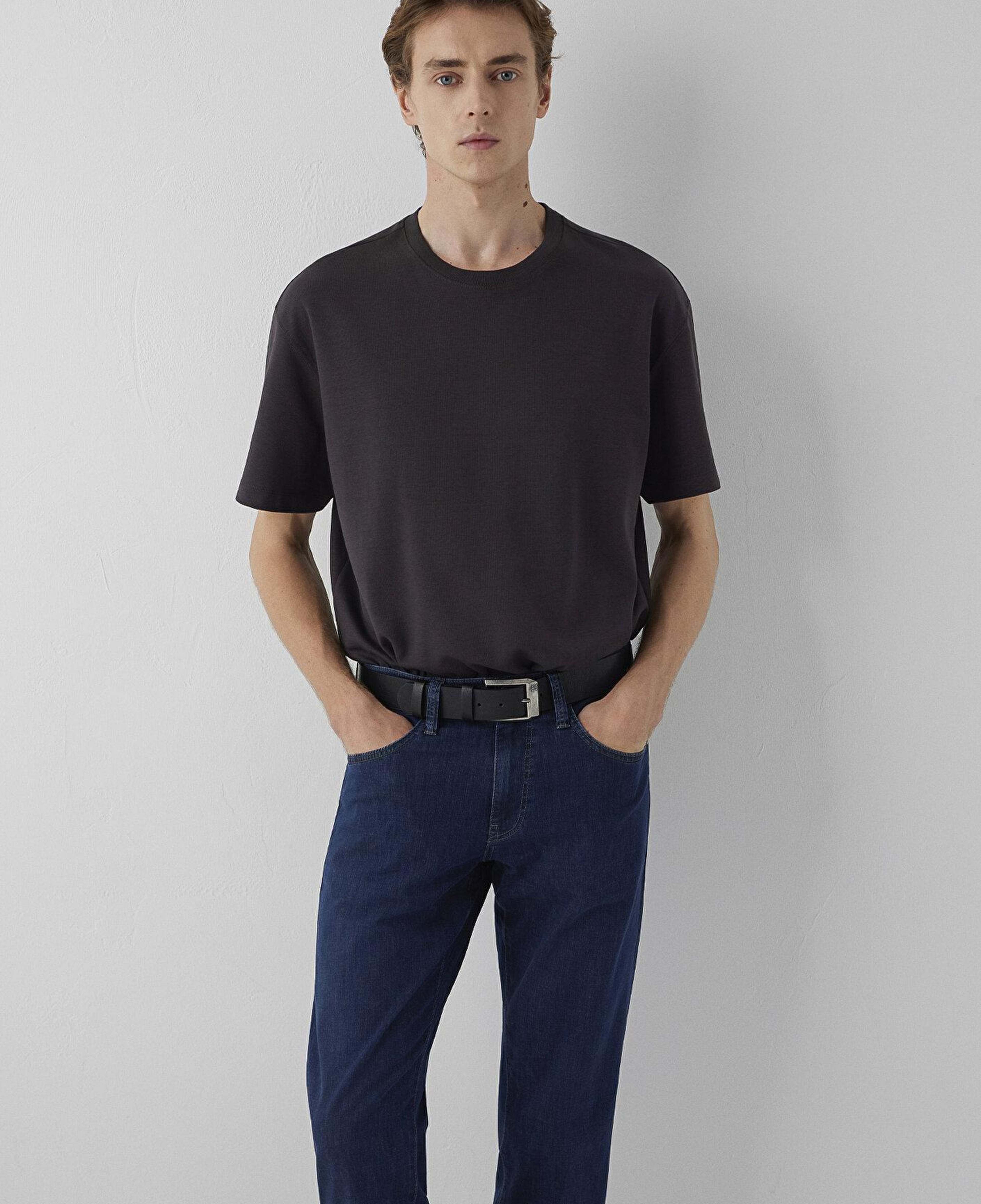 Mavi Kahverengi Basic Tişört Loose Fit / Bol Rahat Kesim 0612731-90892