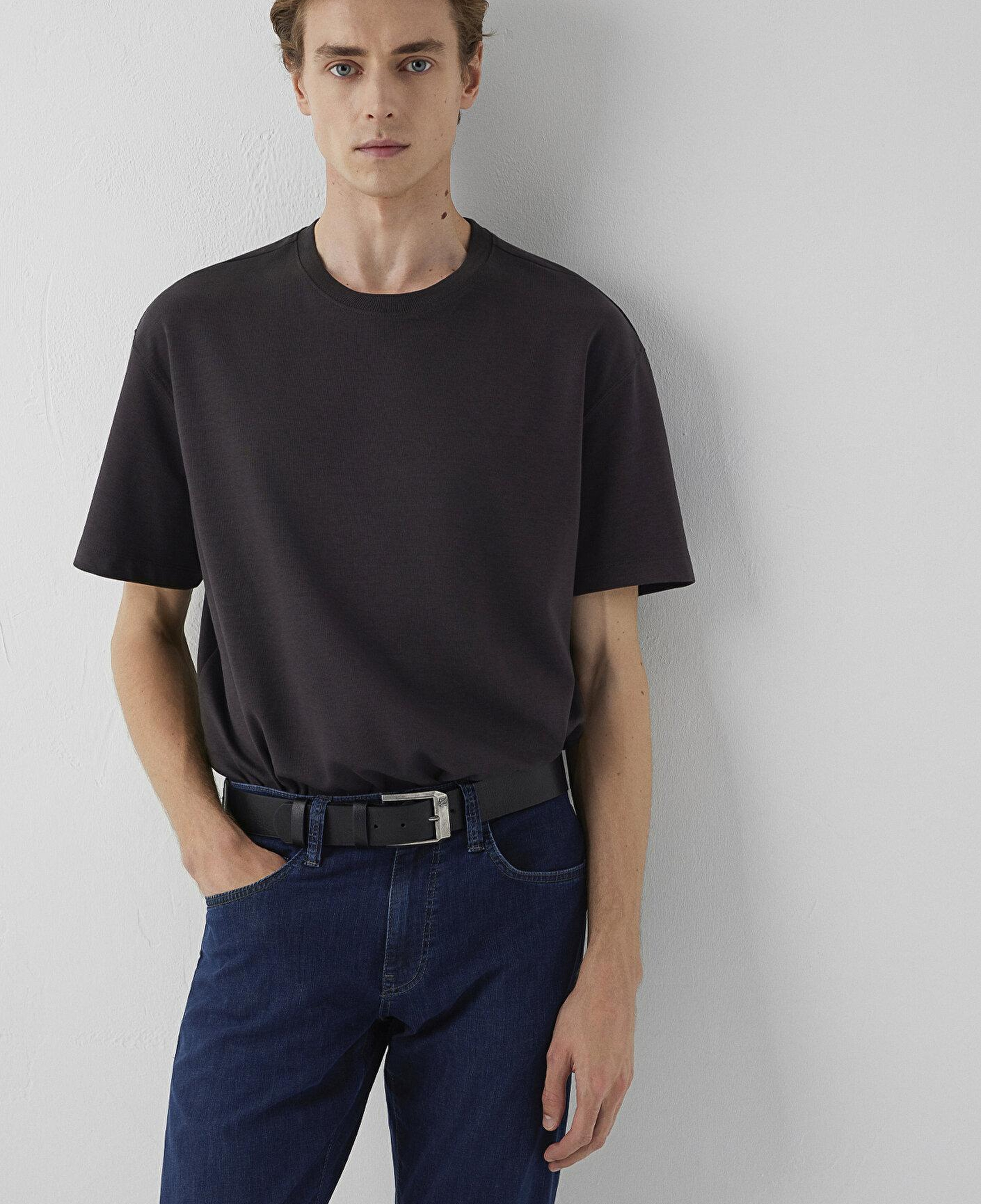 Mavi Kahverengi Basic Tişört Loose Fit / Bol Rahat Kesim 0612731-90892