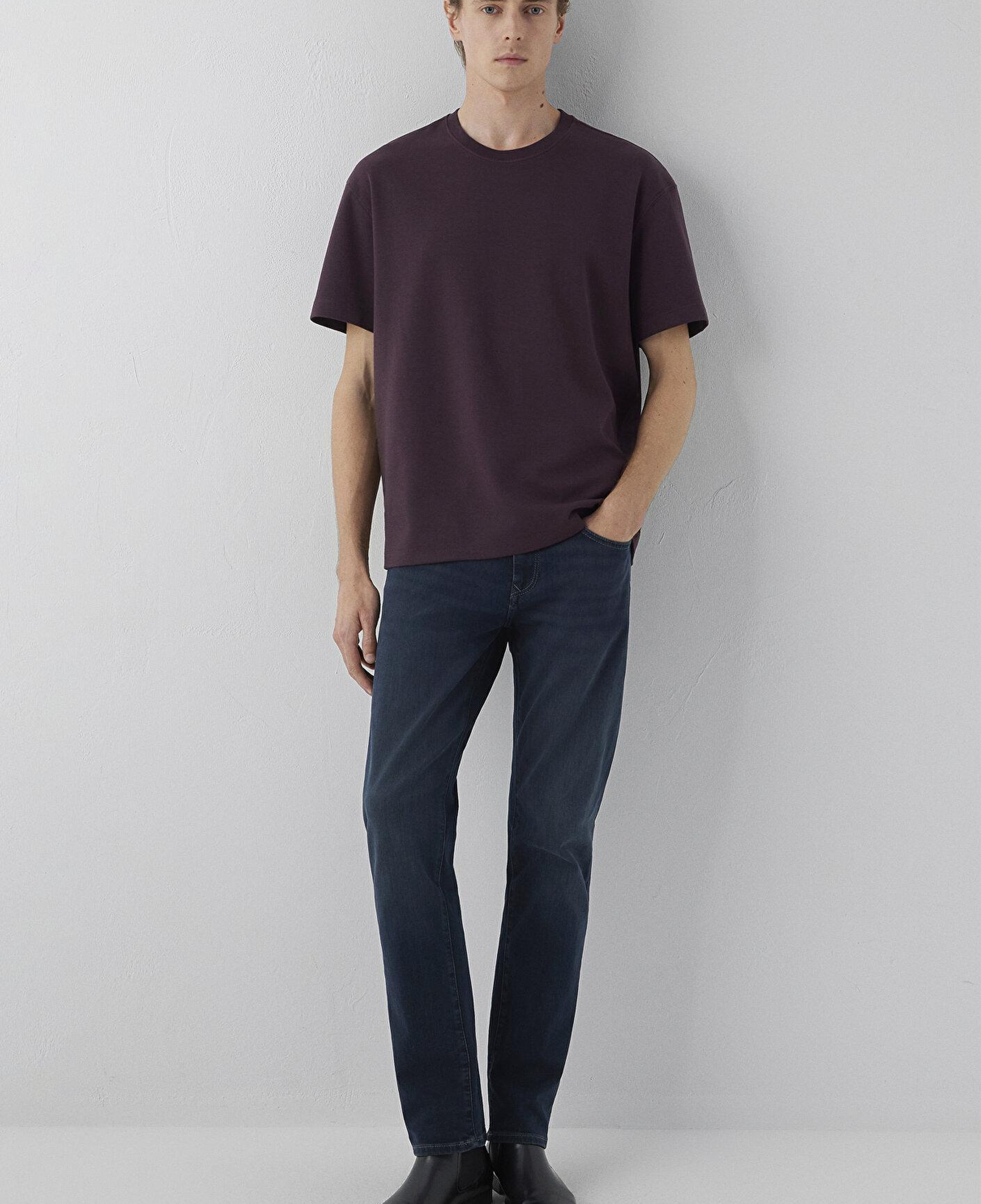 Mavi Kahverengi Basic Tişört Loose Fit / Bol Rahat Kesim 0612731-70223