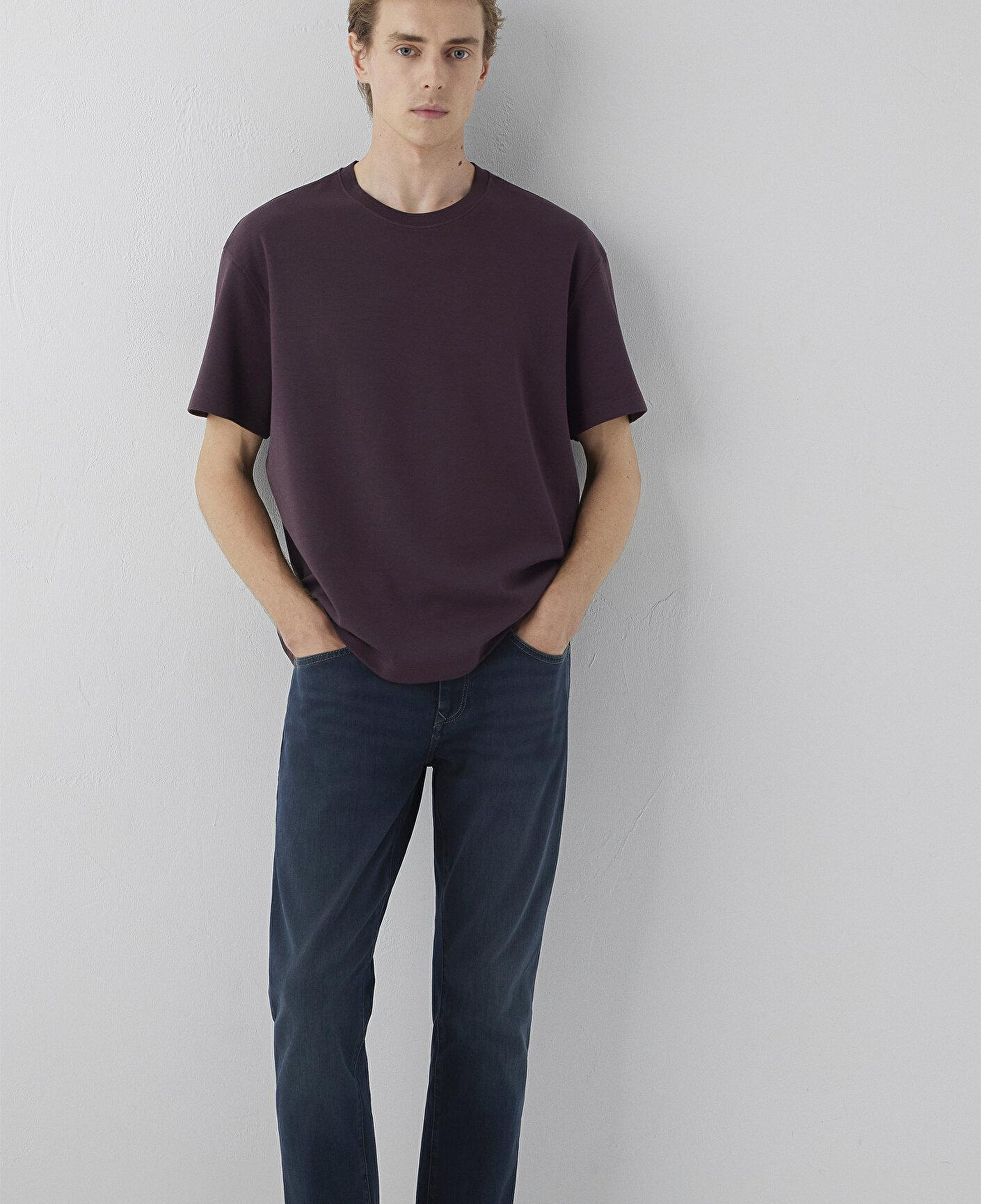 Mavi Kahverengi Basic Tişört Loose Fit / Bol Rahat Kesim 0612731-70223