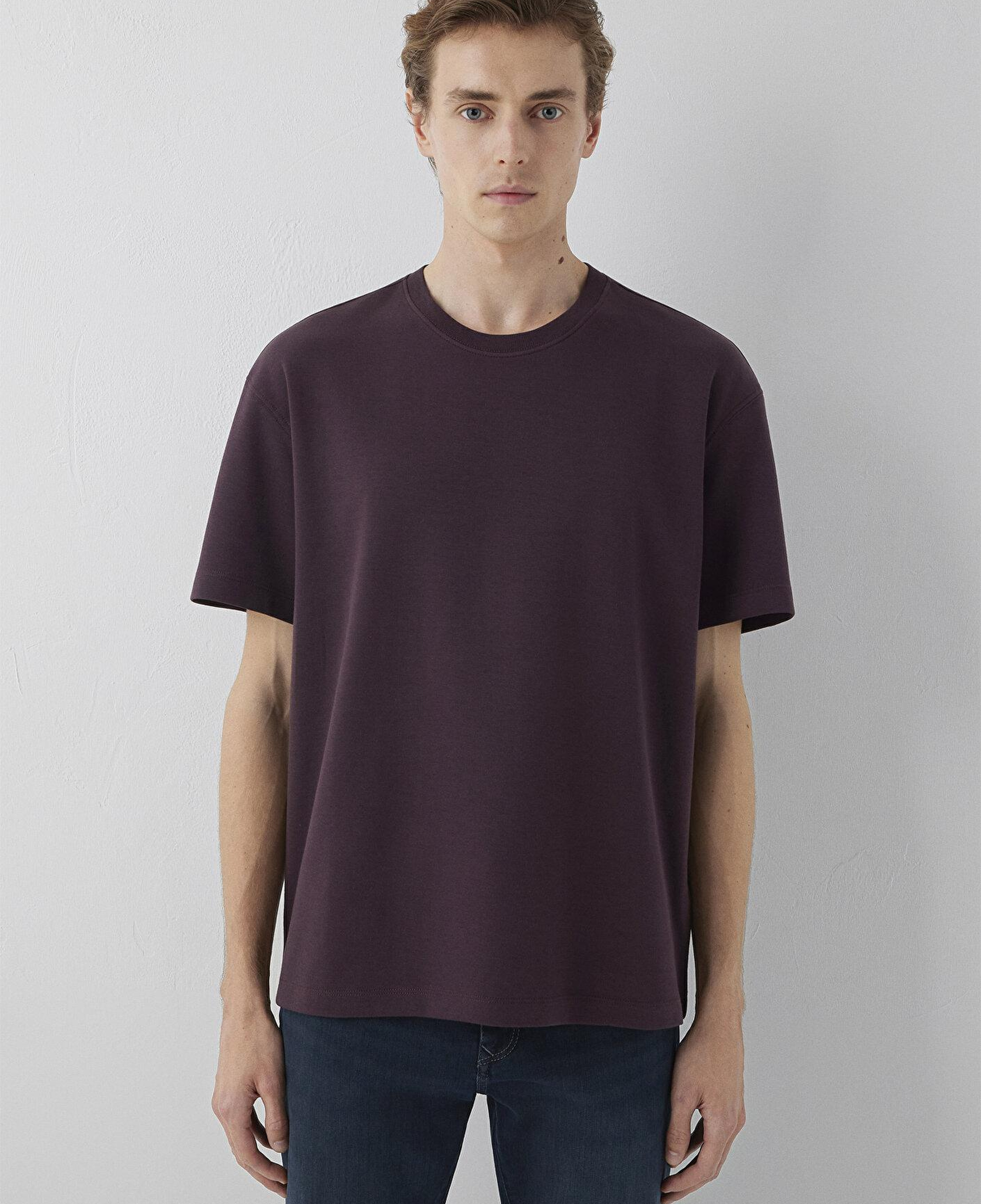 Mavi Kahverengi Basic Tişört Loose Fit / Bol Rahat Kesim 0612731-70223