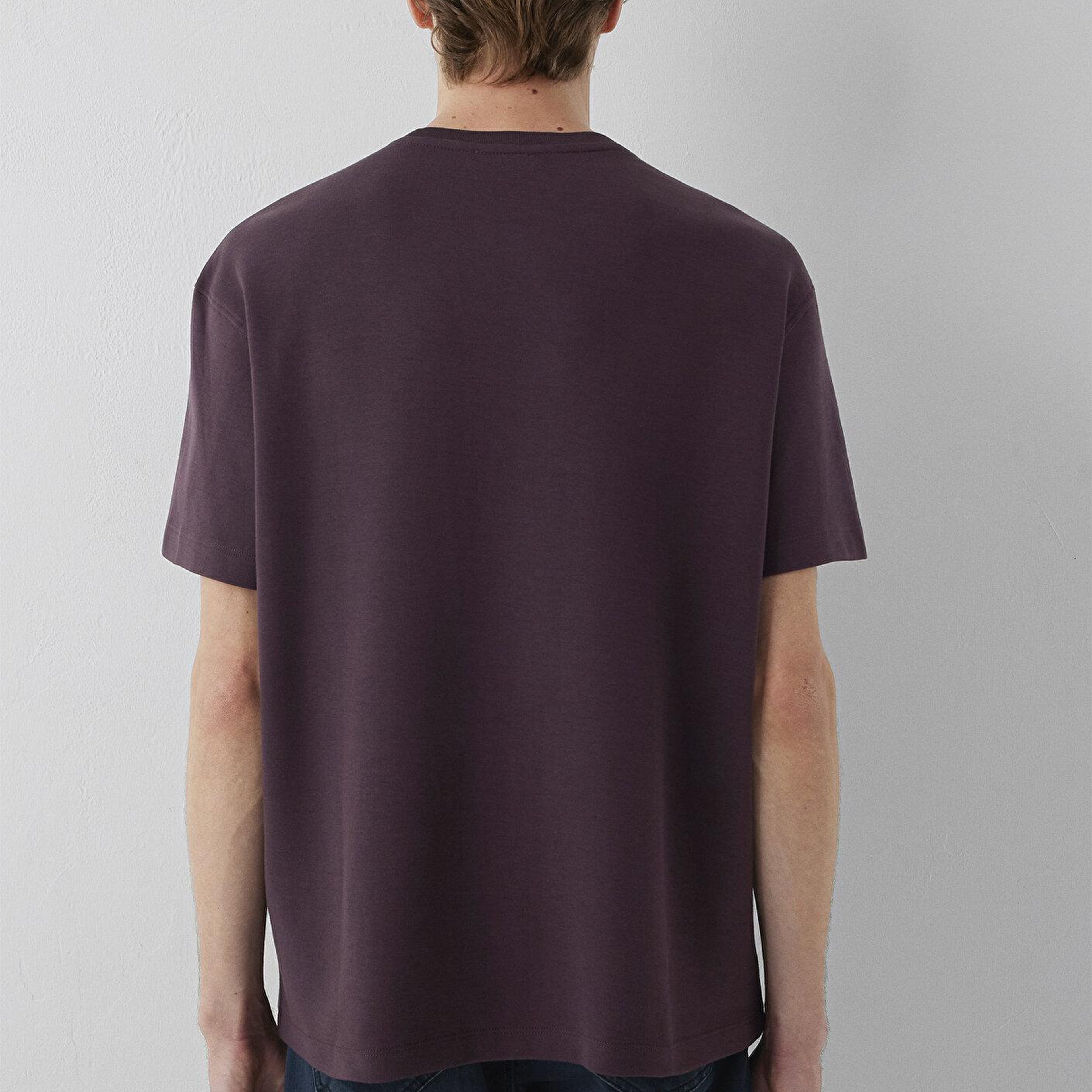 Mavi Kahverengi Basic Tişört Loose Fit / Bol Rahat Kesim 0612731-70223