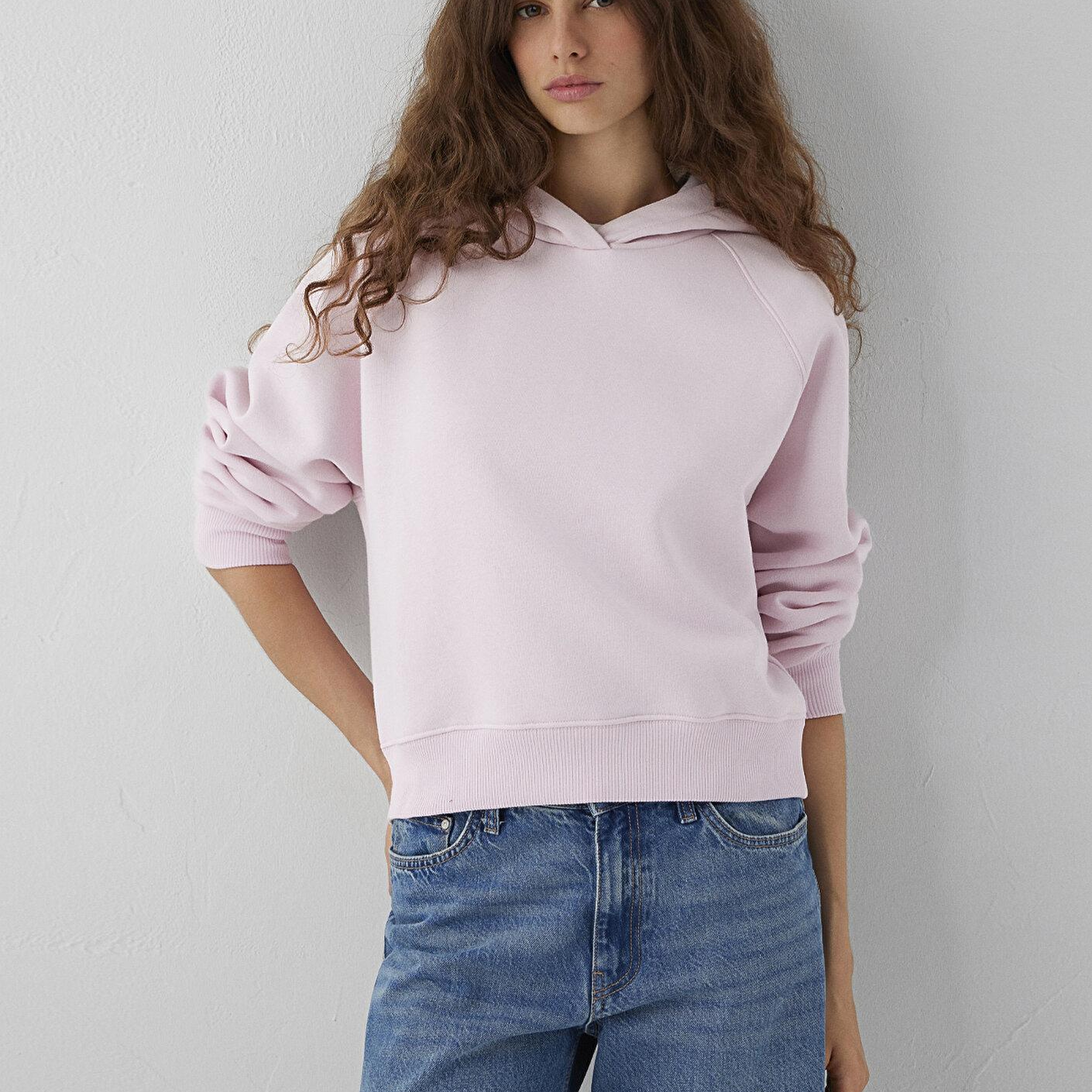 Mavi Kapüşonlu Pembe Sweatshirt 1S10577-71006