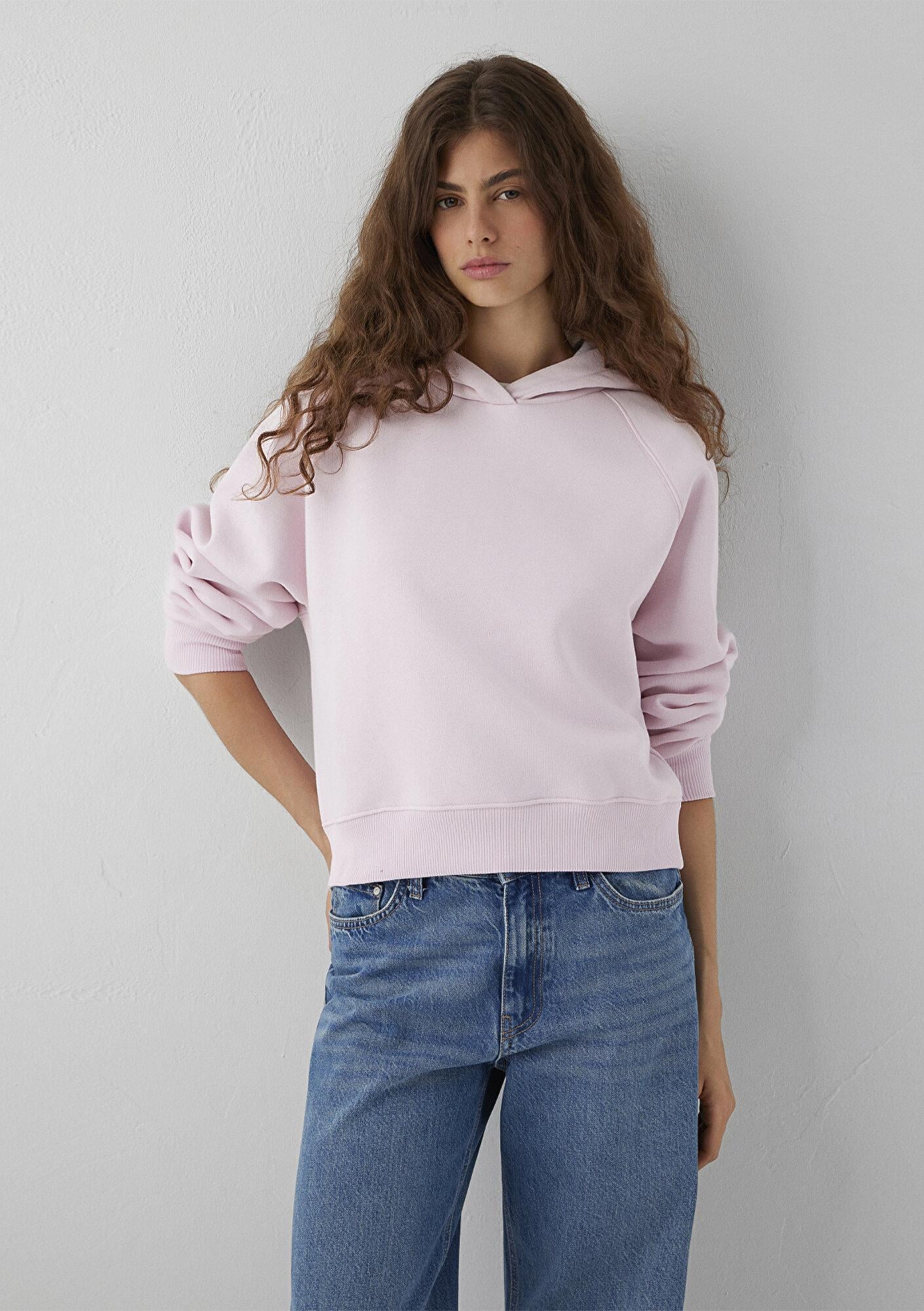 Mavi Kapüşonlu Pembe Sweatshirt 1S10577-71006