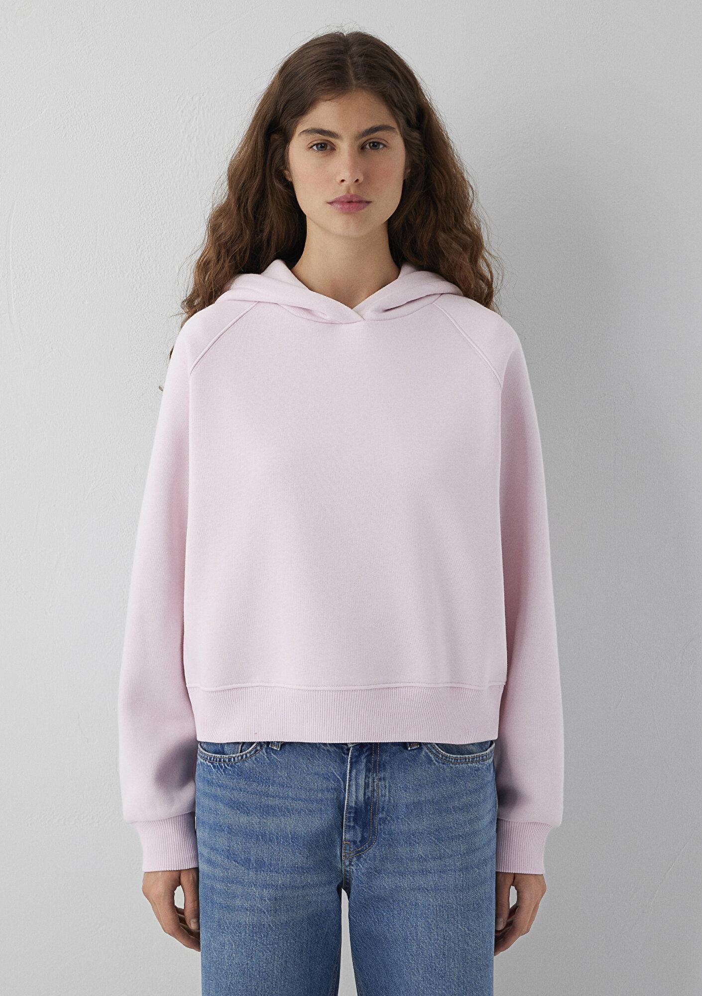 Mavi Kapüşonlu Pembe Sweatshirt 1S10577-71006