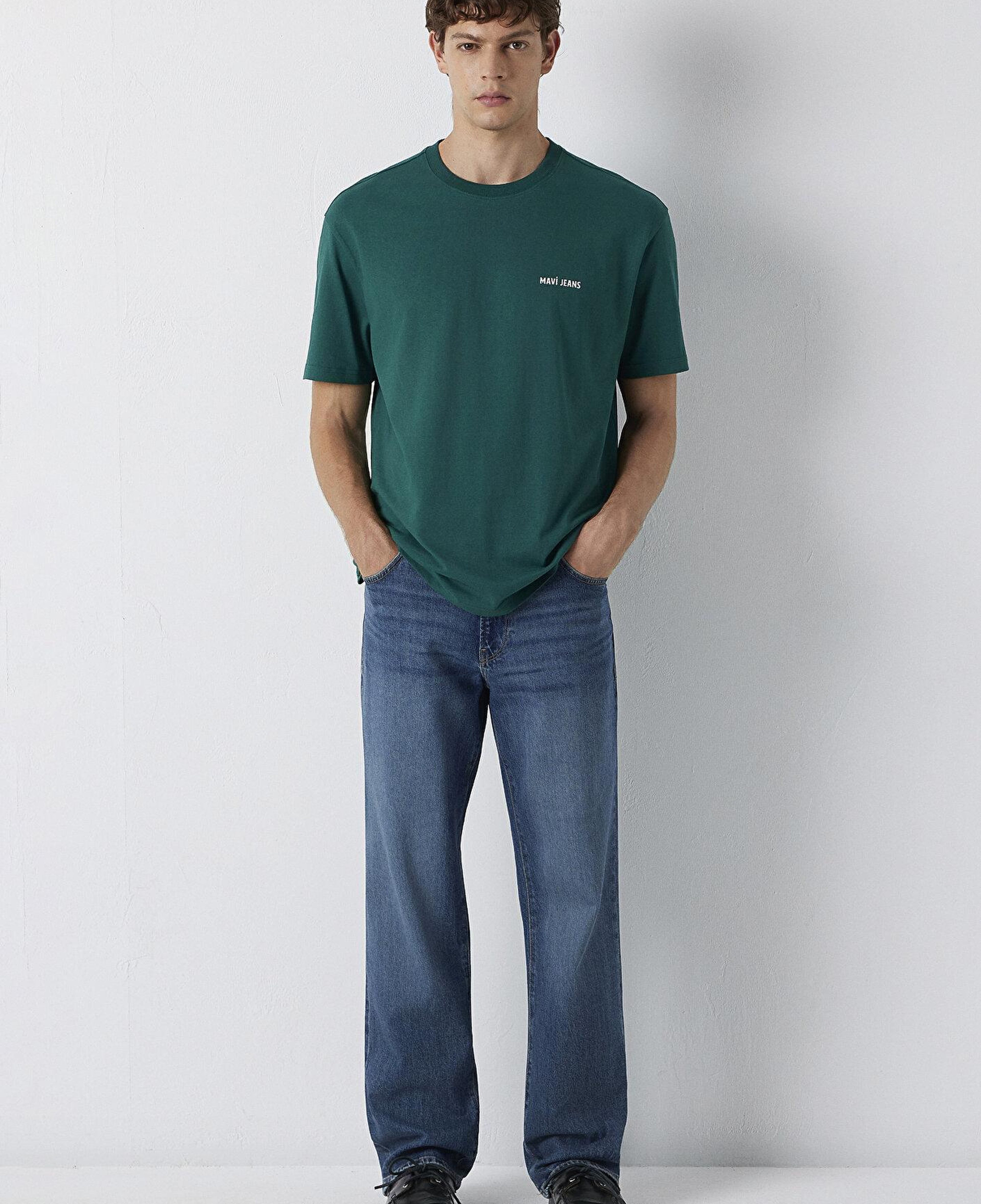 Mavi Mavi Jeans Yeşil Tişört Loose Fit / Bol Rahat Kesim 0613551-90781