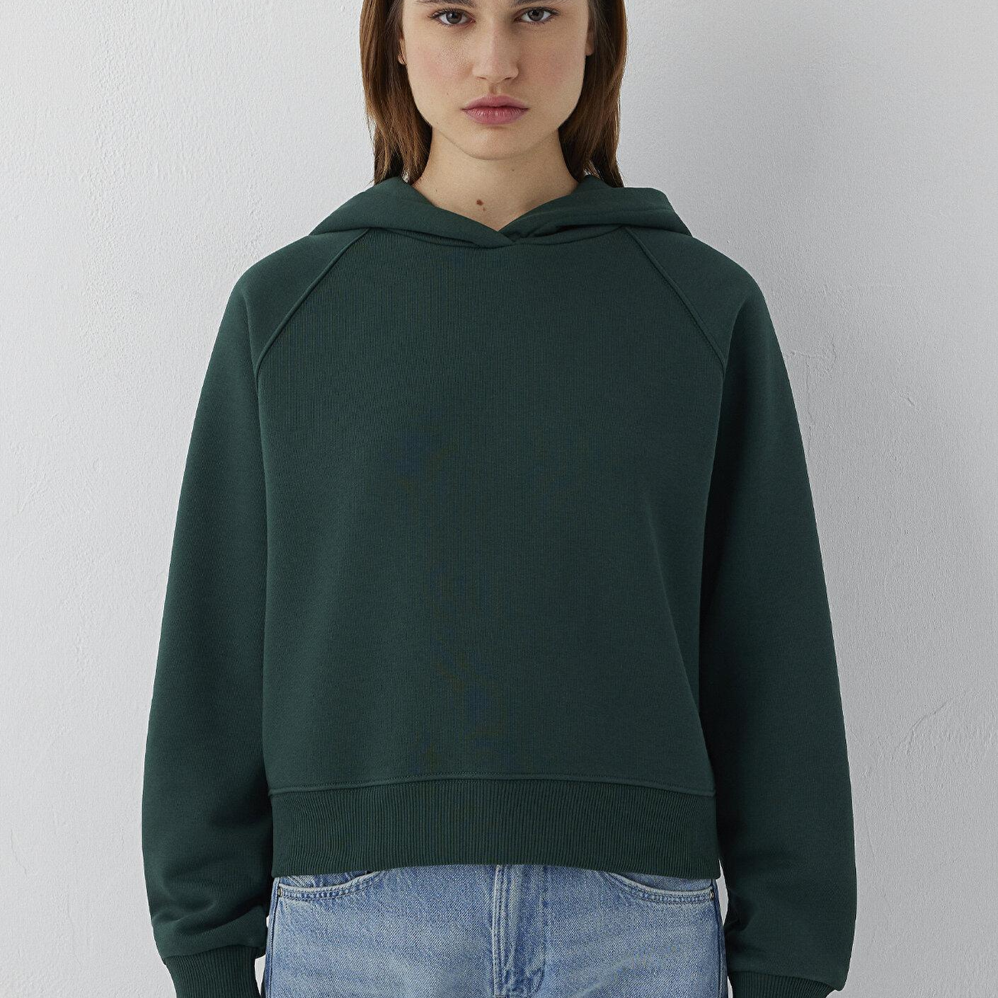 Mavi Kapüşonlu Yeşil Sweatshirt 1S10577-71538
