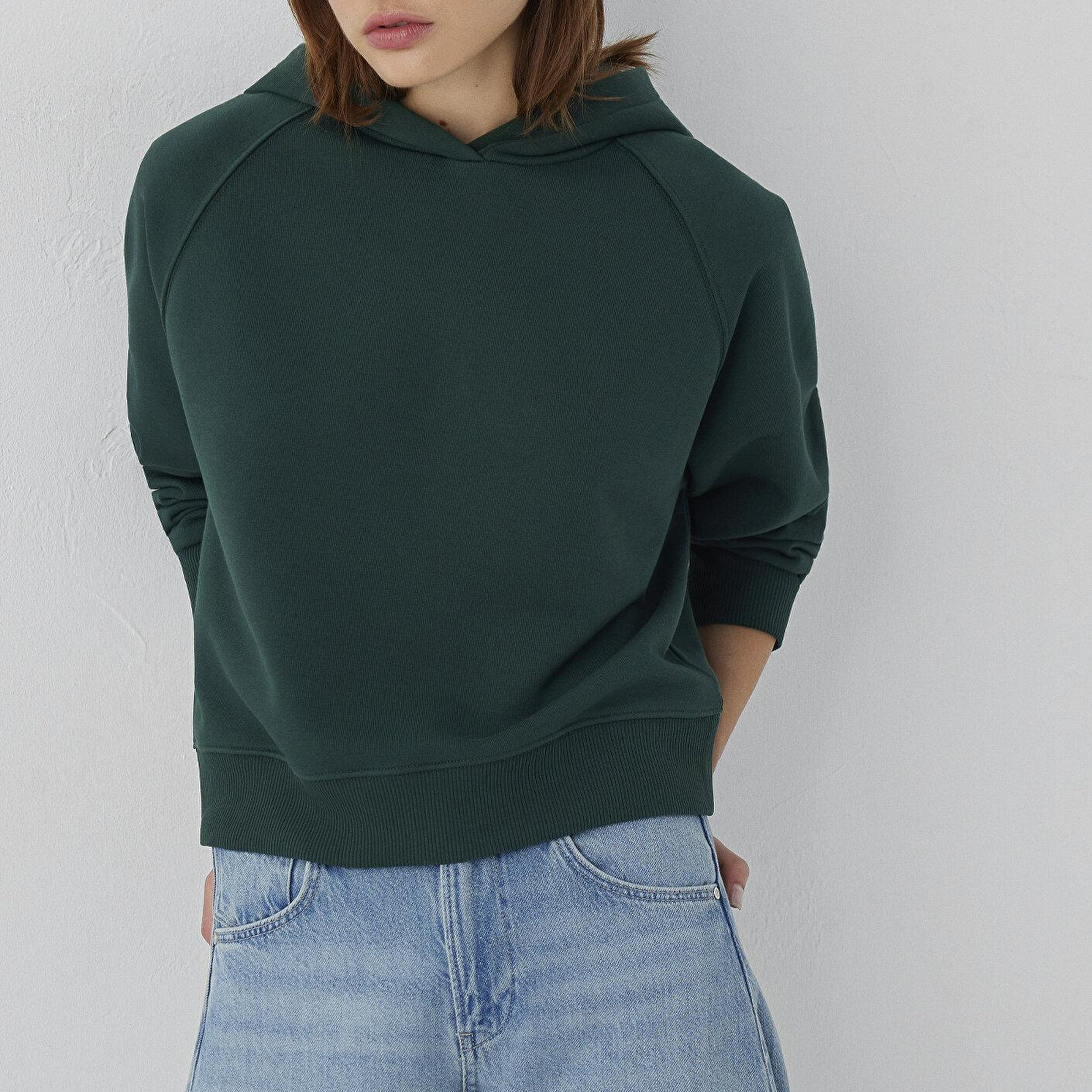 Mavi Kapüşonlu Yeşil Sweatshirt 1S10577-71538