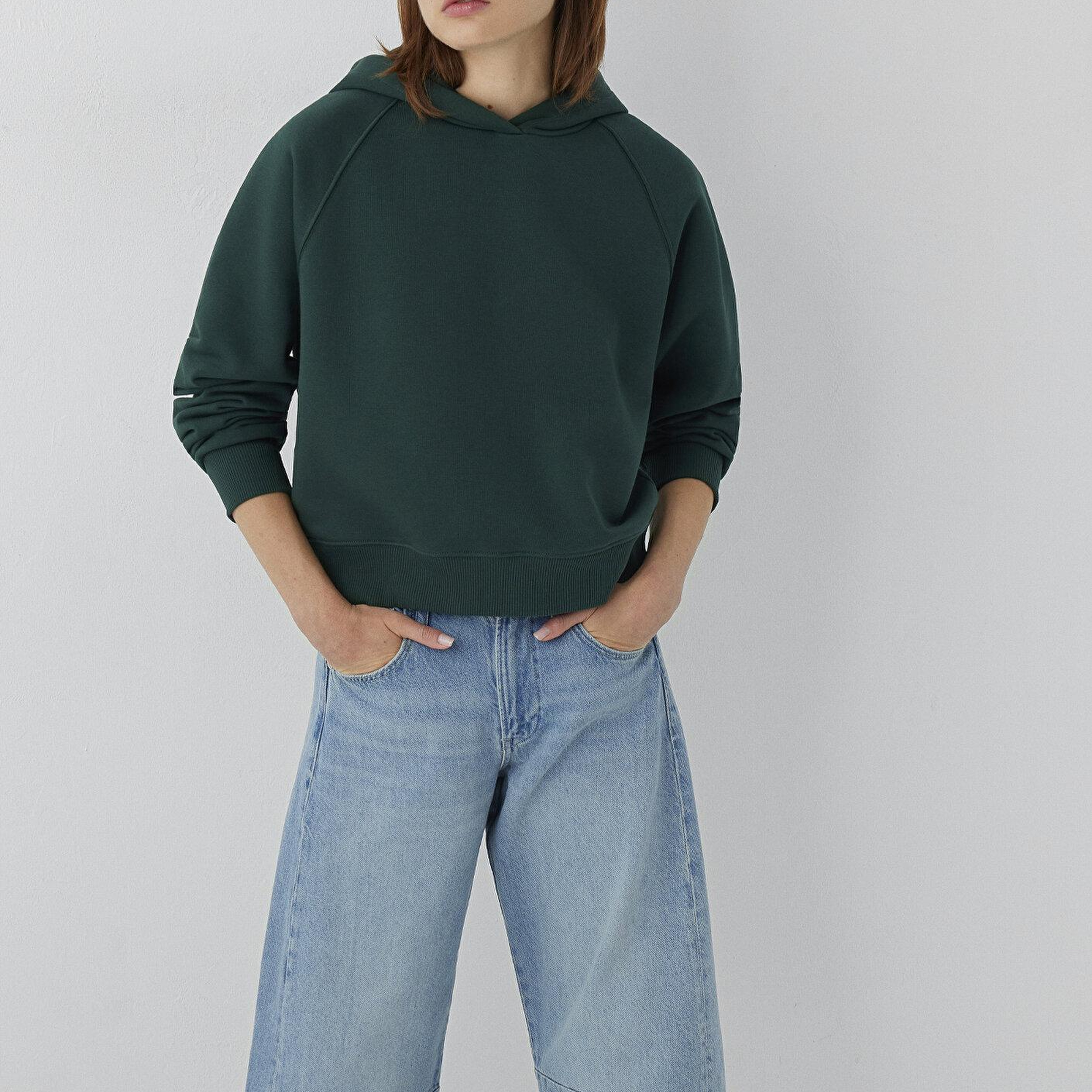 Mavi Kapüşonlu Yeşil Sweatshirt 1S10577-71538