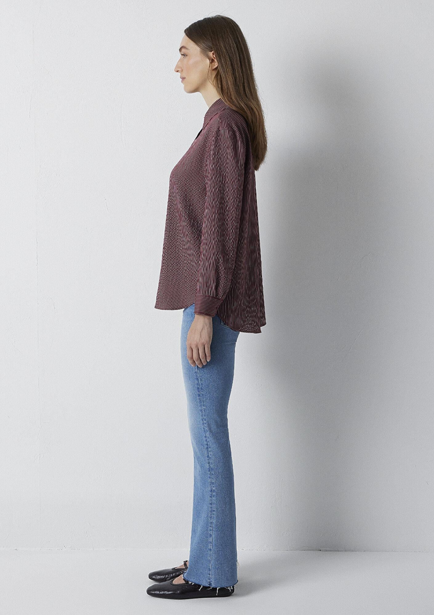 Mavi Çizgili Gömlek Loose Fit / Bol Rahat Kesim 1210683-91627