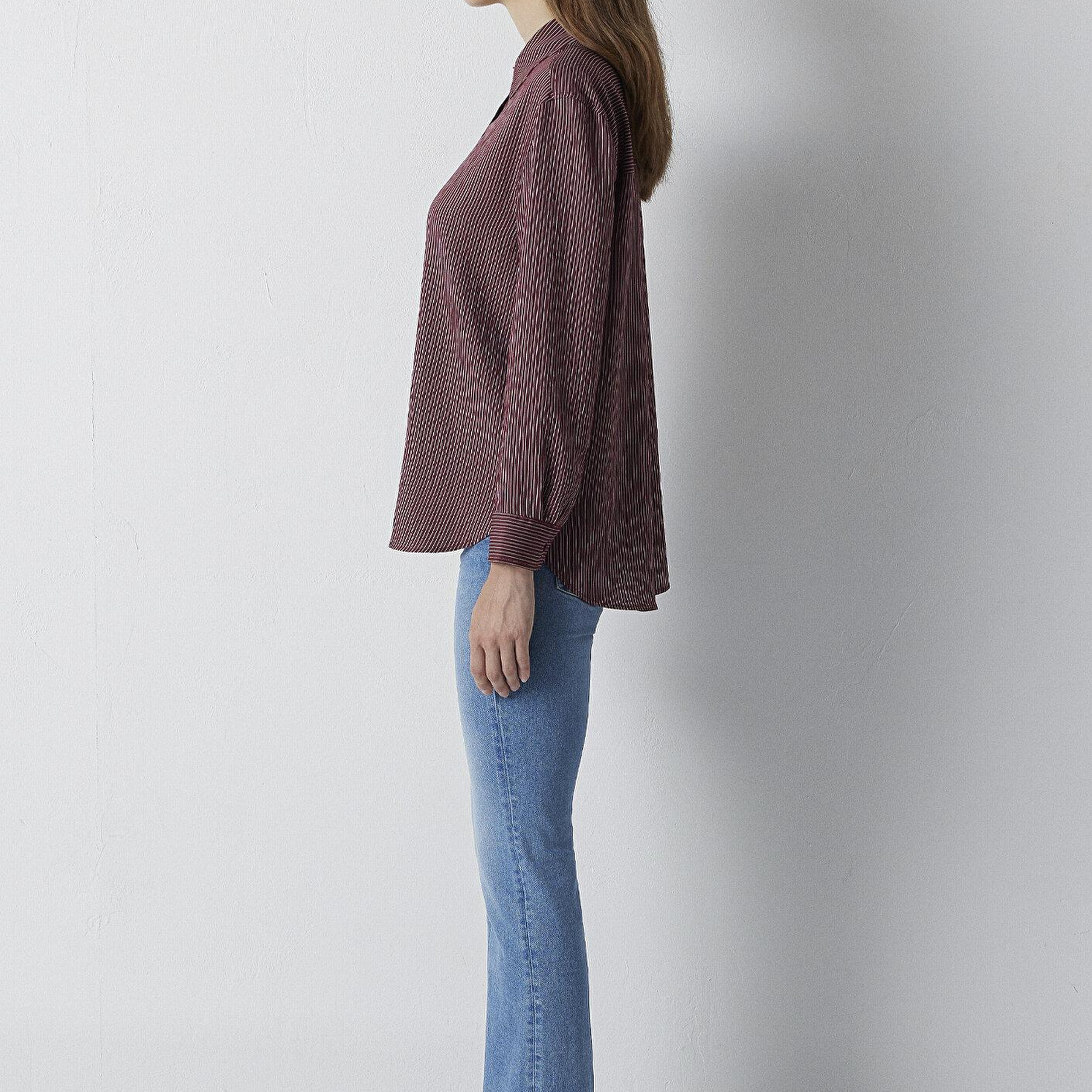Mavi Çizgili Gömlek Loose Fit / Bol Rahat Kesim 1210683-91627