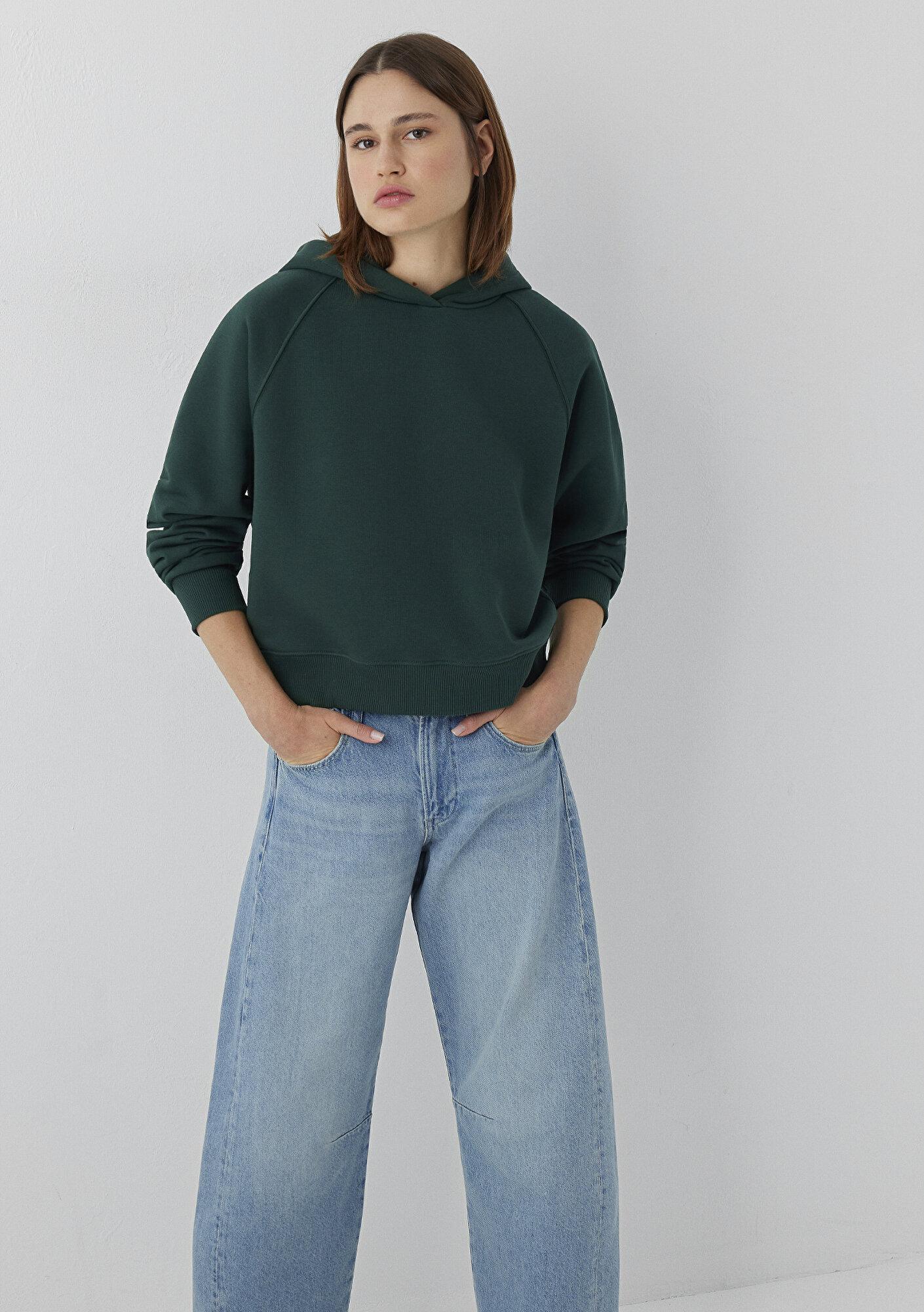 Mavi Kapüşonlu Yeşil Sweatshirt 1S10577-71538